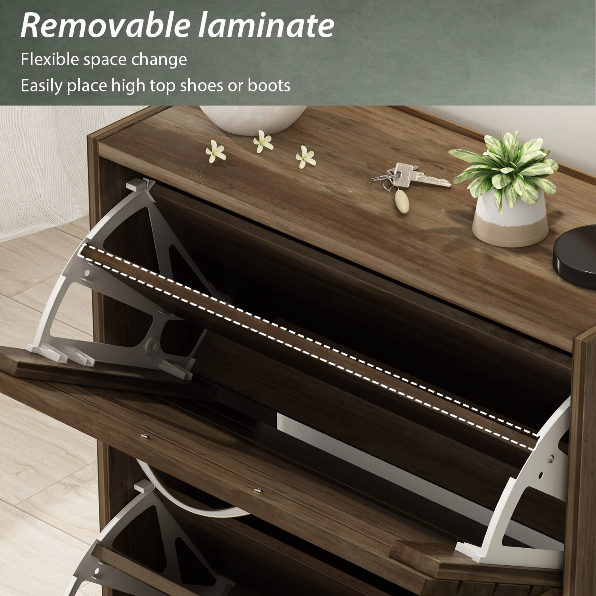 Modern Shoe Storage Cabinet for Entryway and Hallway, Space-Saving Shoe Organizer - Image 45