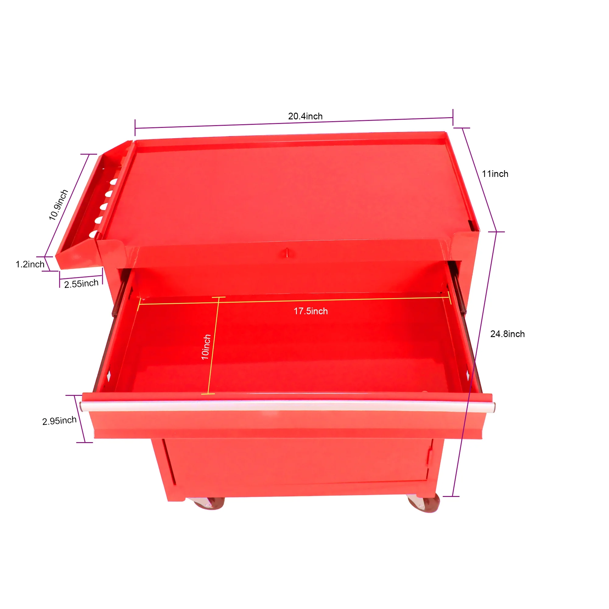 5-Drawer Rolling Tool Chest & Removable Tool Box with Locking System, Tool Box Organizer with 4 Wheels&Hooks, Large Capacity Garage Storage Cabinet for Warehouse and Repair Shop, Orange - Image 16