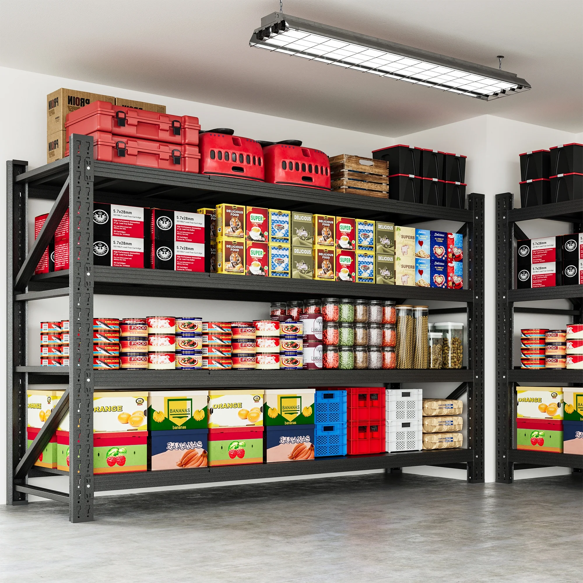 AUHUP 4-Tier Garage Storage Shelves 2400LBS Heavy Duty Metal Shelving 48" W Shelving Unit for Warehouse,Basement Industrial,Home Utility Rack Shelf, Black - Image 36