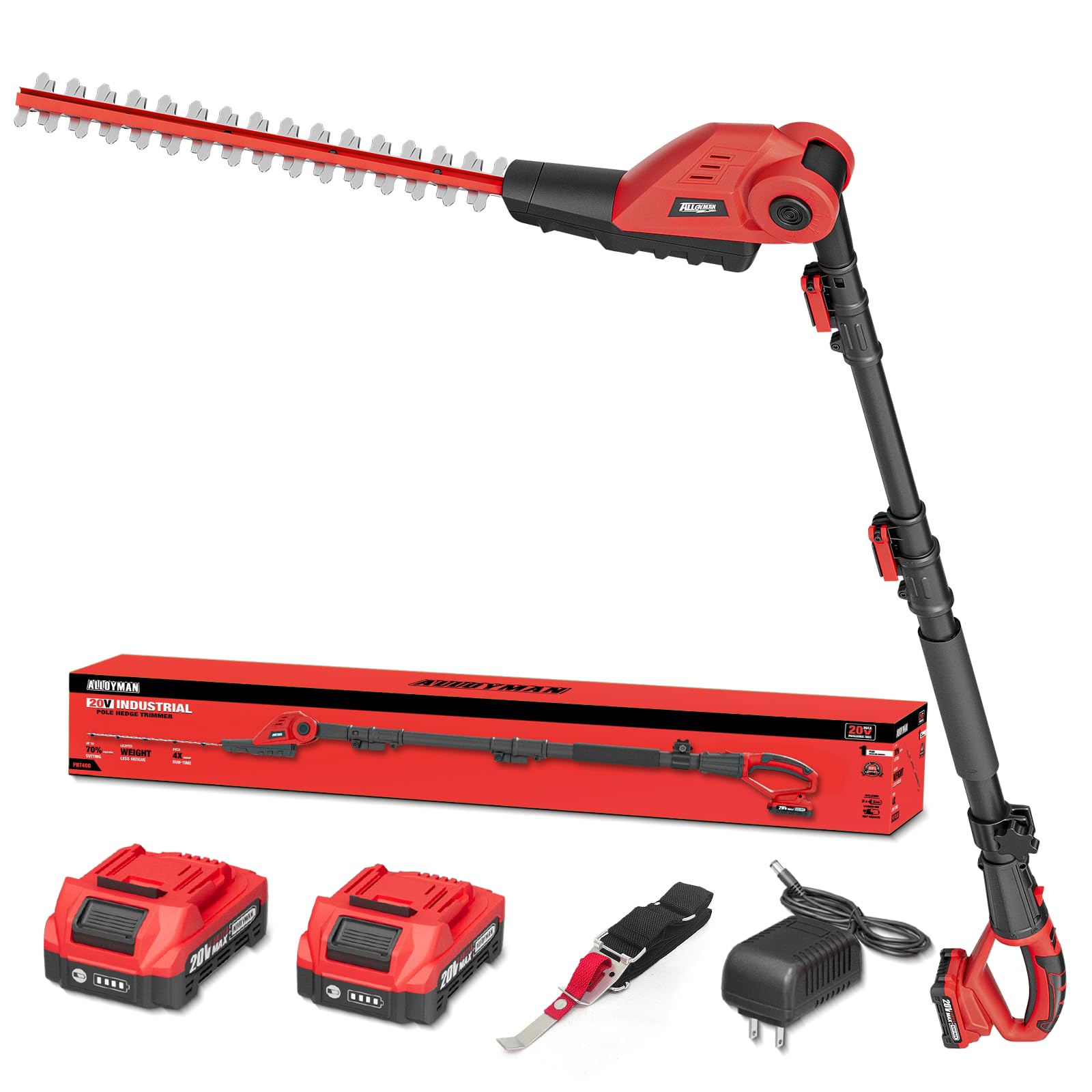 20V MAX Cordless Pole Hedge Trimmer, 2 x 2.0Ah Batteries and Charger Included - Image 3