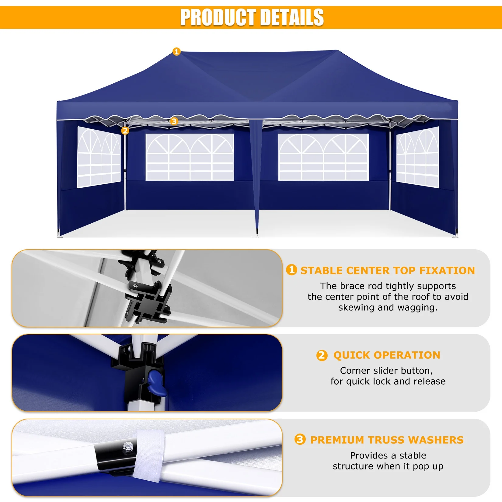 HOTEEL Canopy 10'x20' Pop Up Canopy Tent Heavy Duty Waterproof Adjustable Commercial Instant Canopy Outdoor Party Canopy Parties,Wedding,Outside Patio,Event,Backyard,White - Image 50