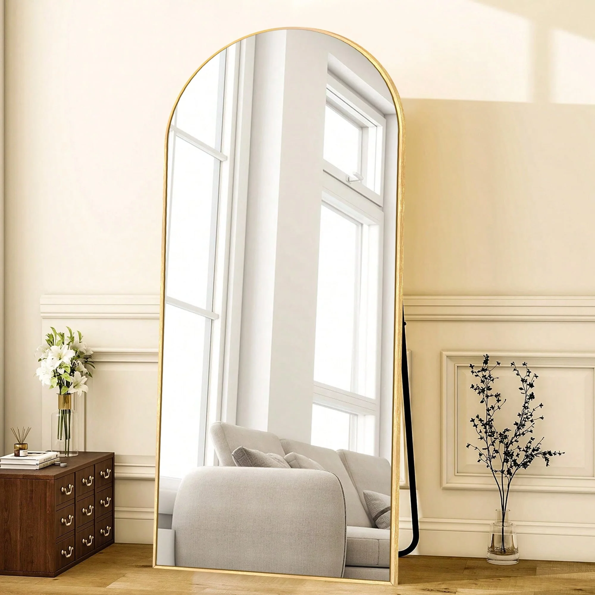 Modern Arched Full Length Floor Mirror, Aluminum Alloy Frame Standing Full Body Mirror - Image 51