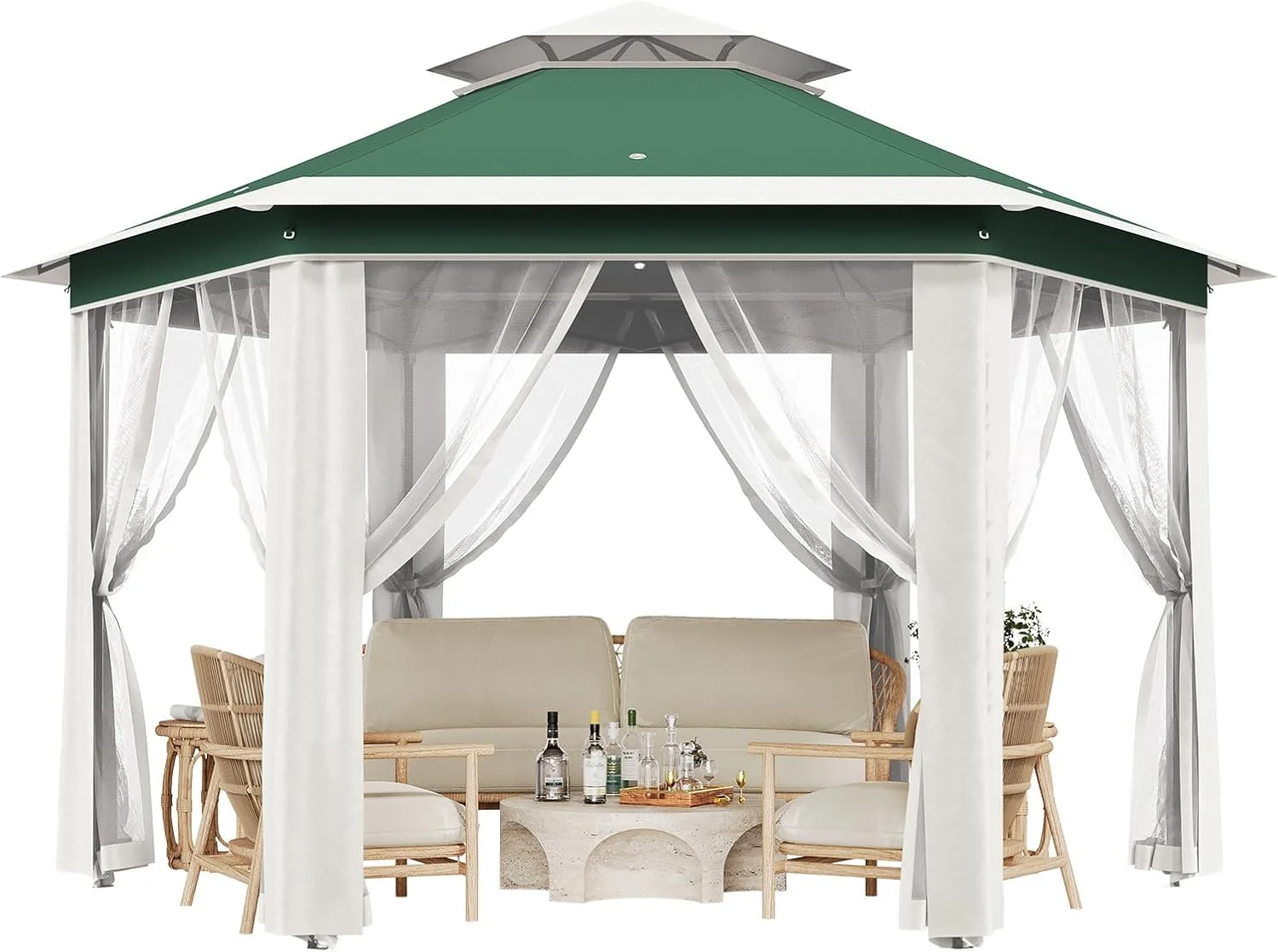 13x13 Gazebo Outdoor Canopy Shelter,Instant Patio Gazebo Sun Shade Canopy Tent with 6 Zippered Mesh Netting and Strong Steel Frame for Lawn,Garden,Backyard,Deck Party - Image 2