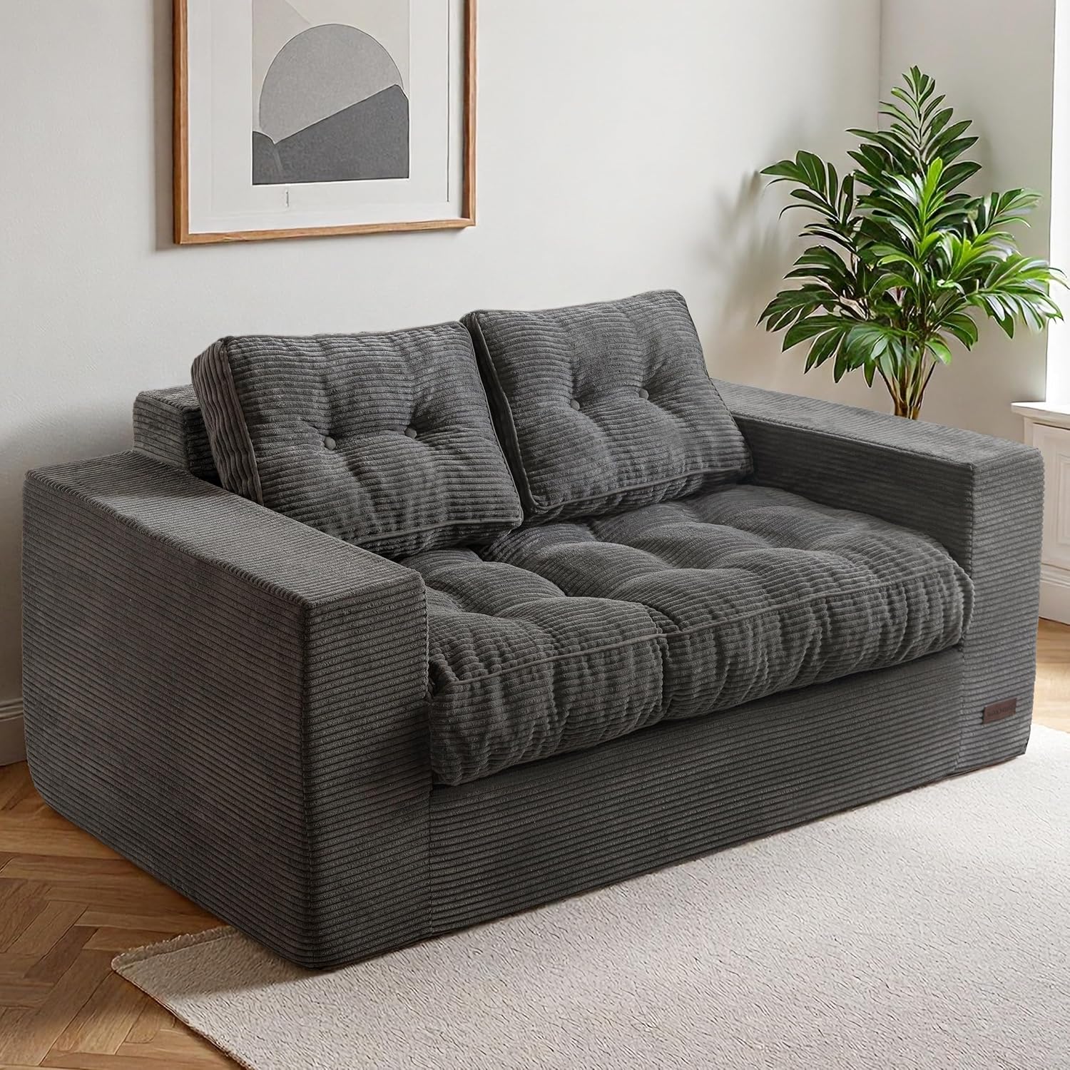 Loveseat Sofa Couch, Upholstered Bean Bag Chair Cloud Seat - Image 4