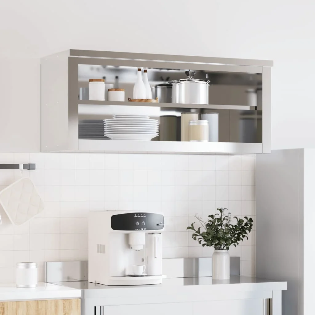 vidaXL Kitchen Wall Cabinet with Shelf Storage Restaurant Stainless Steel - Image 40