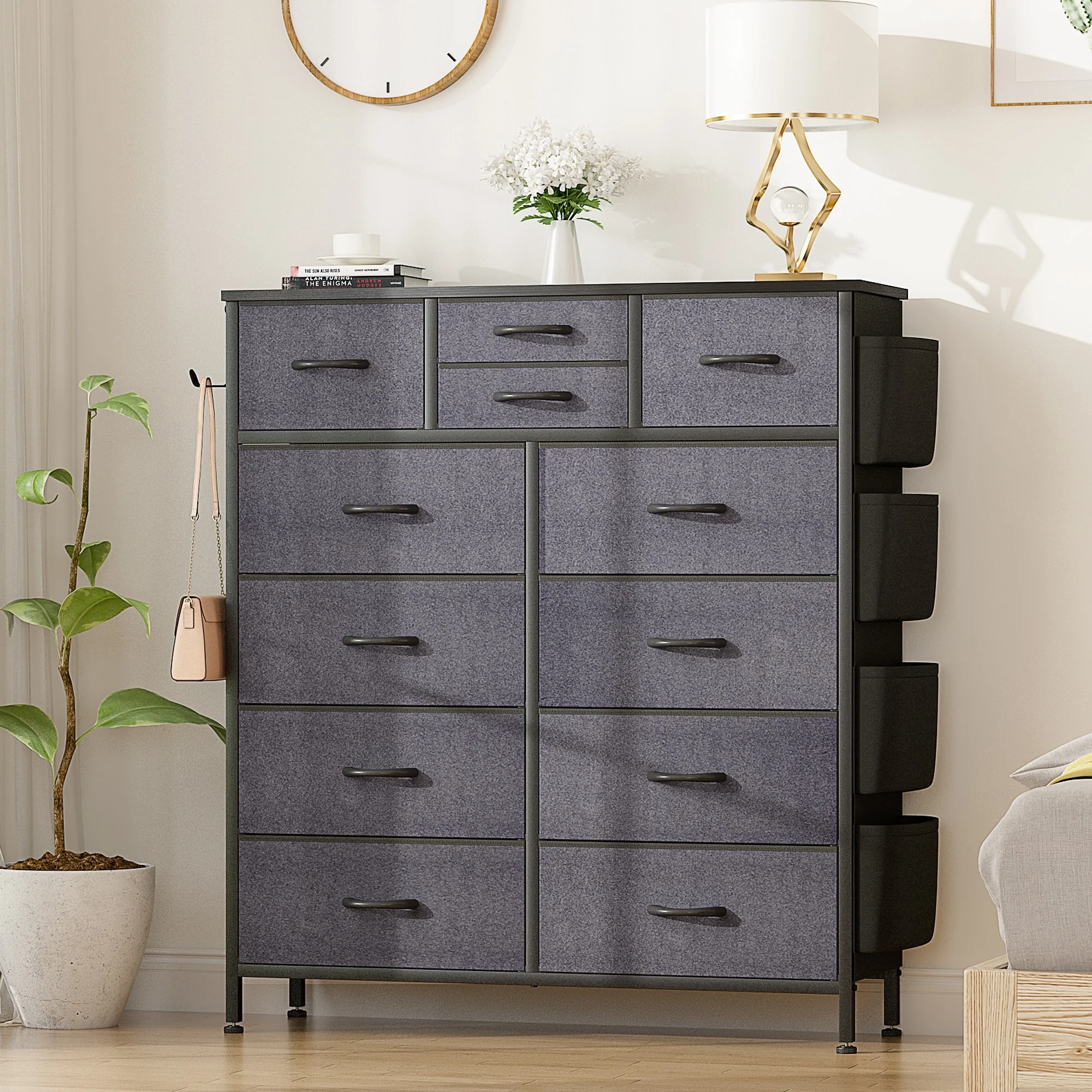 12 Drawer Fabric Dresser, Tall Bedroom Chest of Drawers with Storage - Image 18