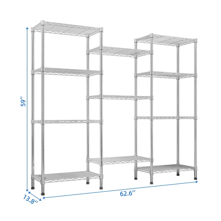 Zimtown Heavy Duty Storage Shelves, 63"W Wire Shelving Unit, Adjustable 4 Tier Metal Shelves Organizer Silver for Pantry Kitchen Basement, 1500 lbs Capacity - Image 10