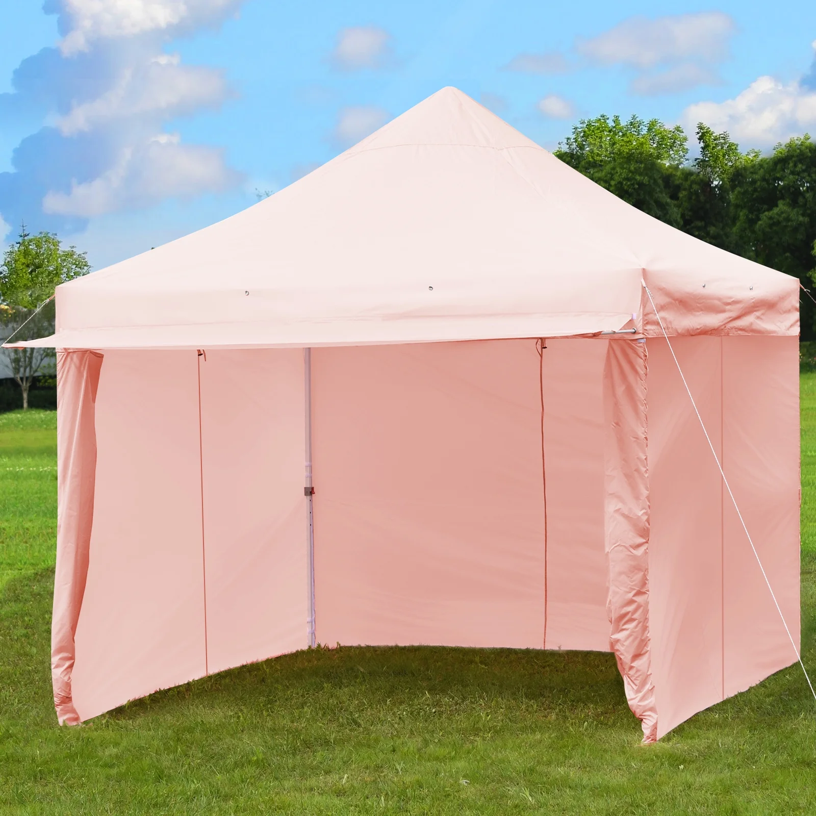 Patiojoy 10x10ft Pop up Tent, 4 Height Adjustment Folding Camping Tent with Awning Blue - Image 16
