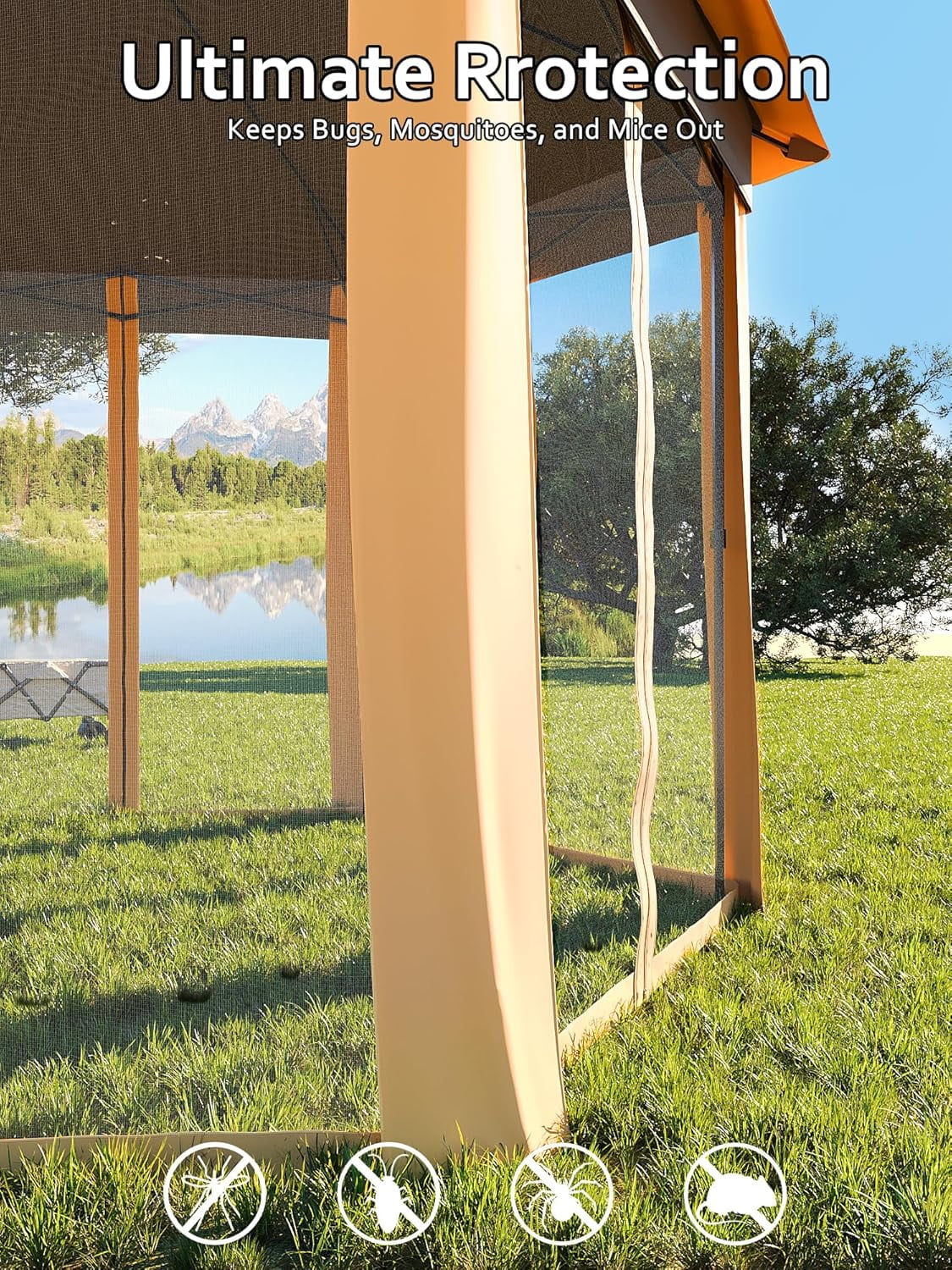 13x13 Gazebo Outdoor Canopy Shelter,Instant Patio Gazebo Sun Shade Canopy Tent with 6 Zippered Mesh Netting and Strong Steel Frame for Lawn,Garden,Backyard,Deck Party - Image 16