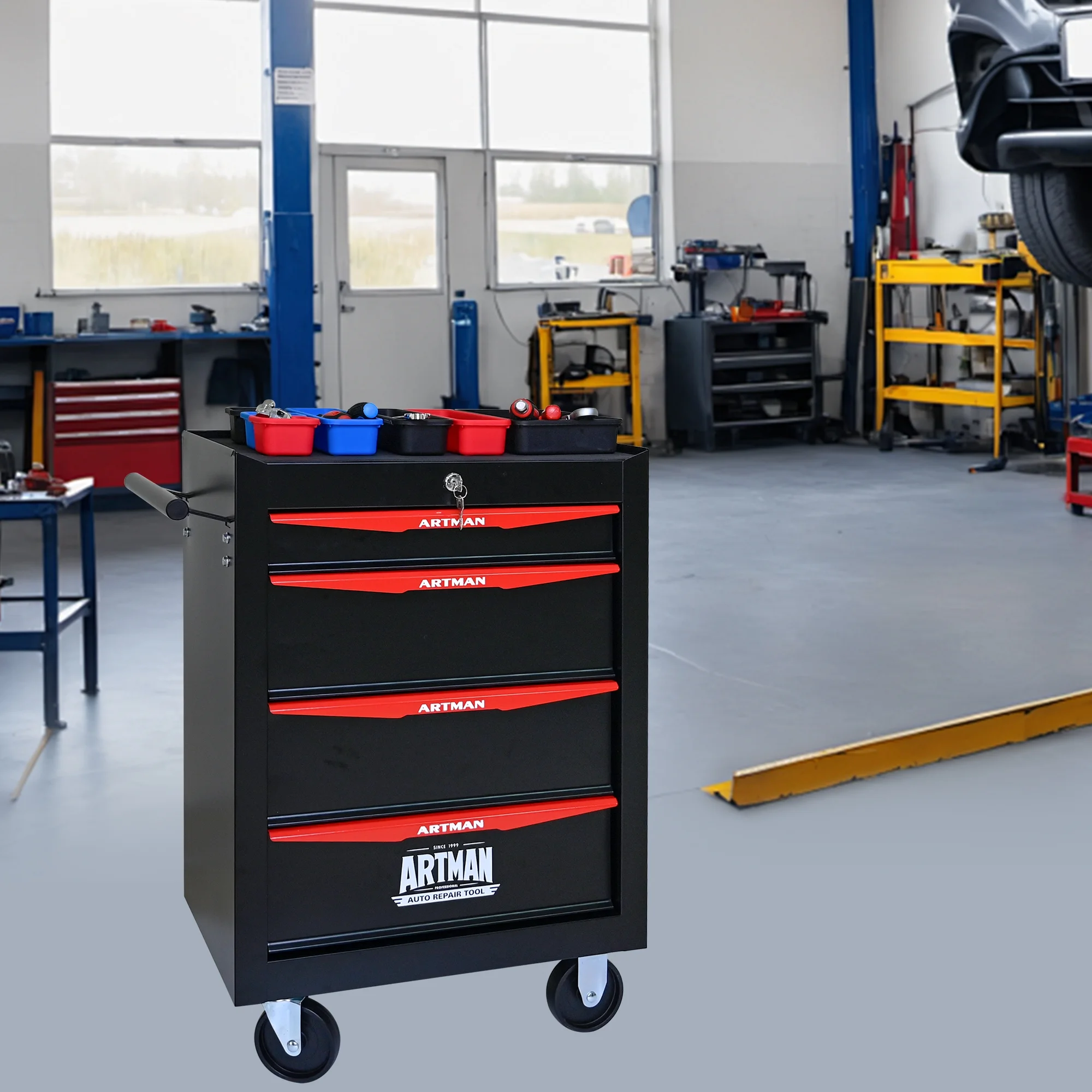 ARTMAN 20" 5-Drawer Rolling Metal Tool Chest Cabinet,Steel Tool Storage Box Organizer for Garage Workshop Warehouse - Image 25
