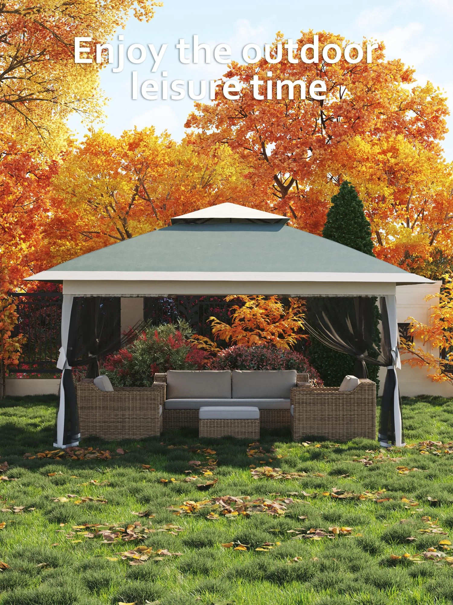 Accreate 13' X 13' Outdoor Patio Gazebo,Outdoor Canopy Tent with Mosquito Netting,Backyard Tent for Party, Wedding, Outdoor Dining, Patio, Backyard - Image 27
