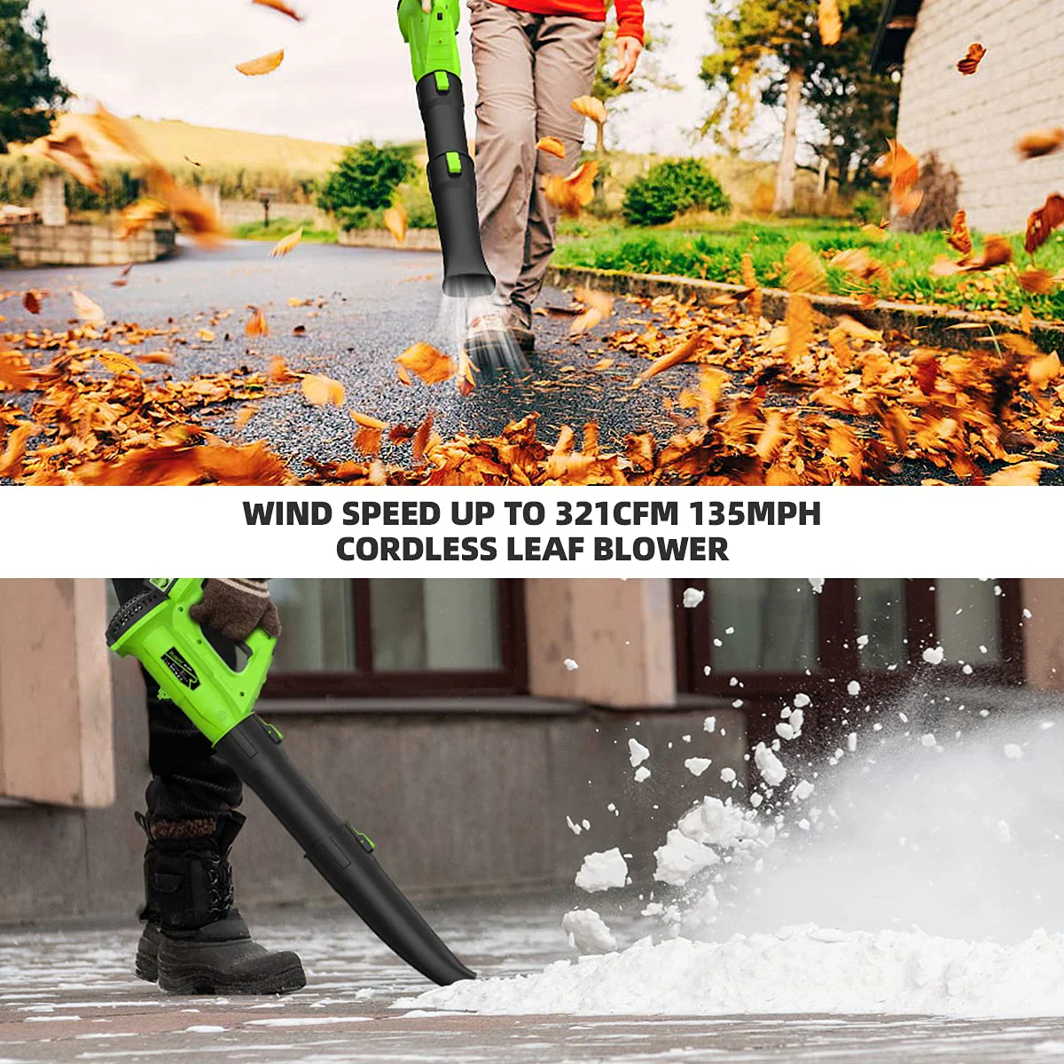 Huepar 21V Cordless Leaf Blower, 135MPH 321CFM 6 Speed Electric Blower for Garden, Yard and Lawn Cleaning & Snow Blowing with 4.0Ah Li-ion Battery RC3003 - Image 2