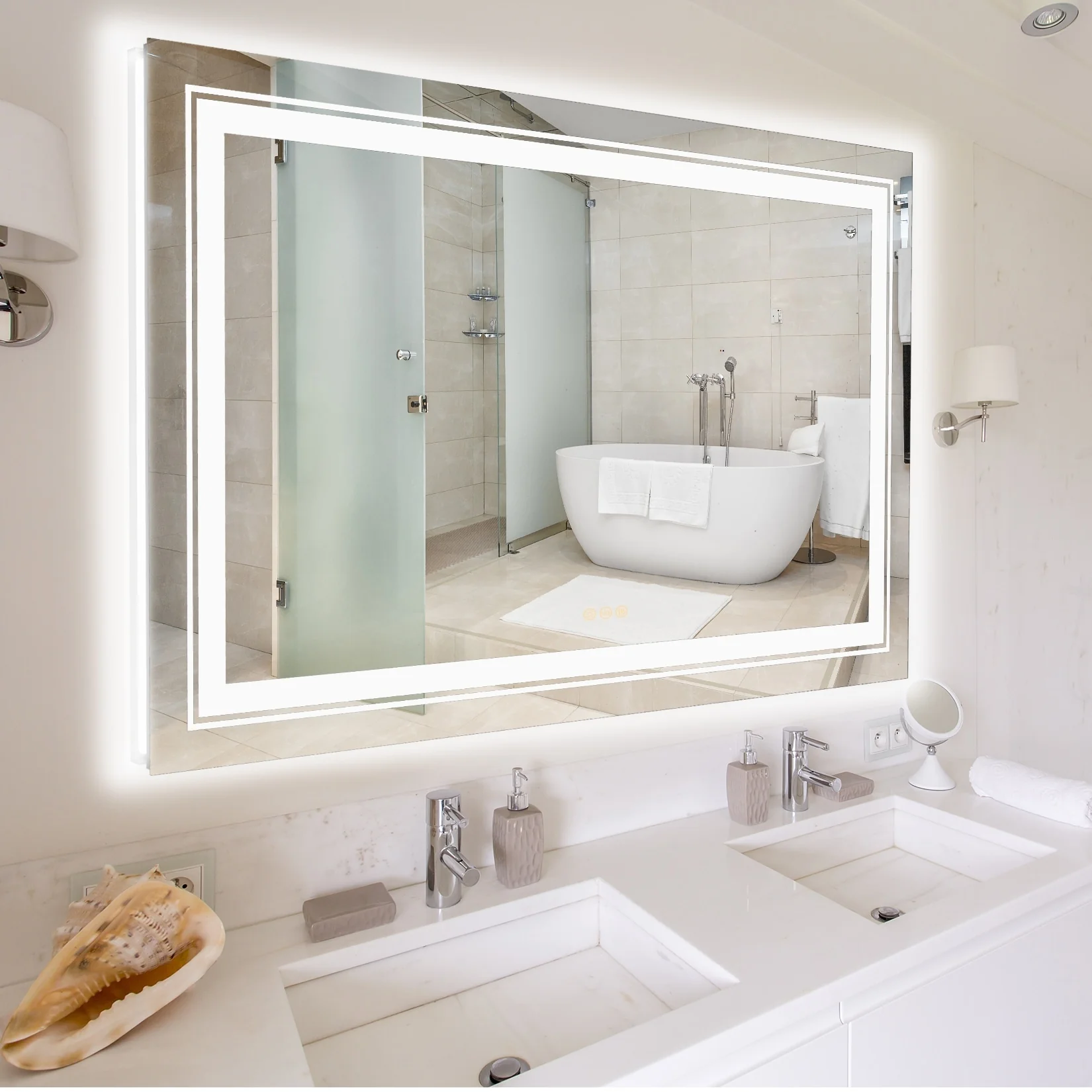 Extra Large LED Lighted Bathroom Mirror, Anti-Fog Wall Mounted Vanity Mirror with 3 Colors - Image 23