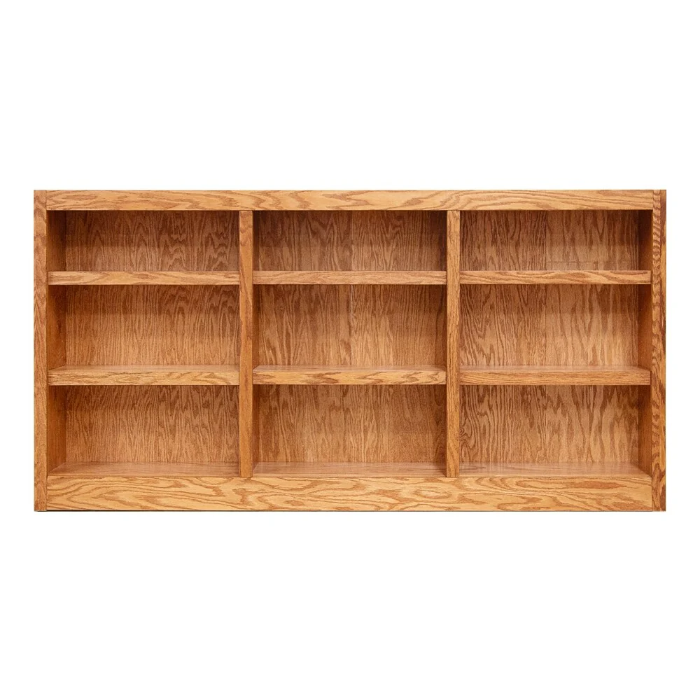 Triple Wide Wood Bookcase, 9 Shelf 36 Inch Tall Bookshelf for Home, Office and Display Storage - Image 19
