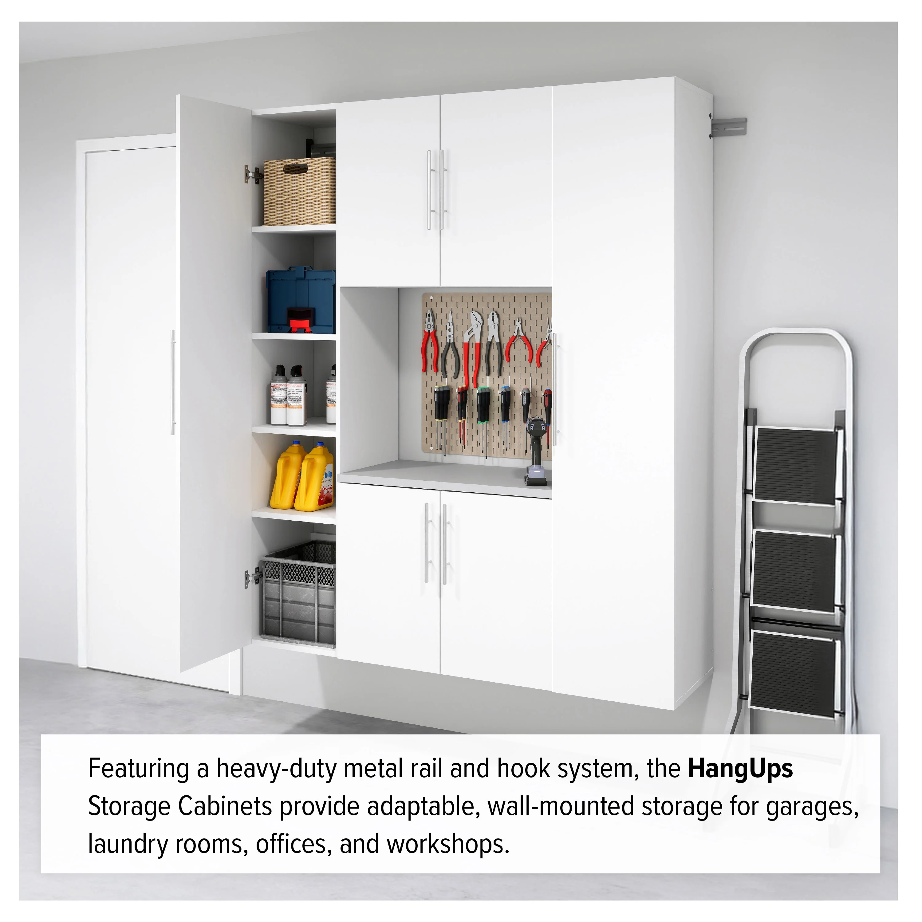 Prepac's HangUps Upper Storage Cabinet - Elegant and Spacious Wall Cabinets to Maximize Your Storage, 36" Size, Classic White Finish - Image 6