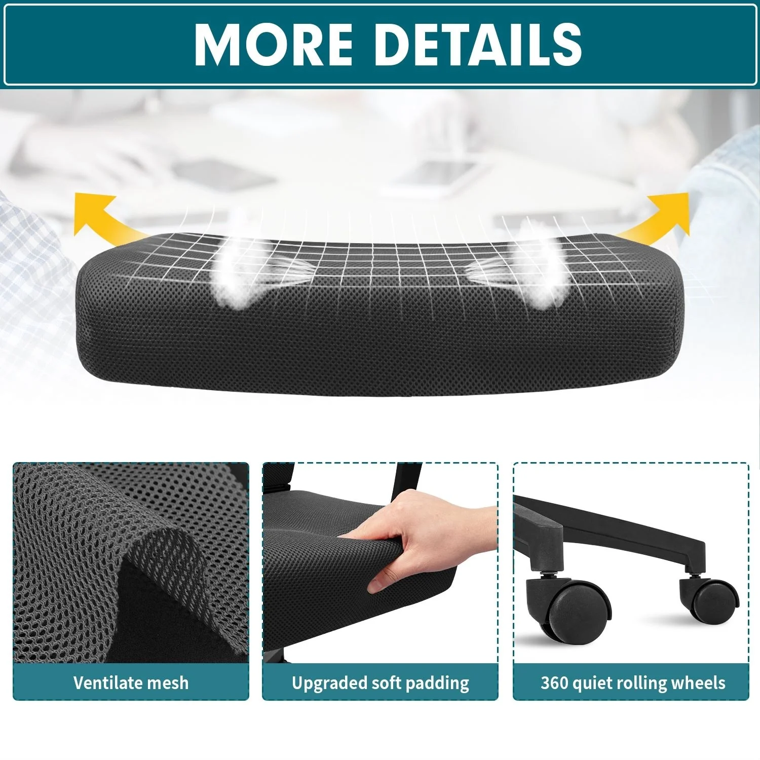 Ergonomic Mesh Office Chair with Lumbar Support, Breathable Computer Desk Chair - Image 13