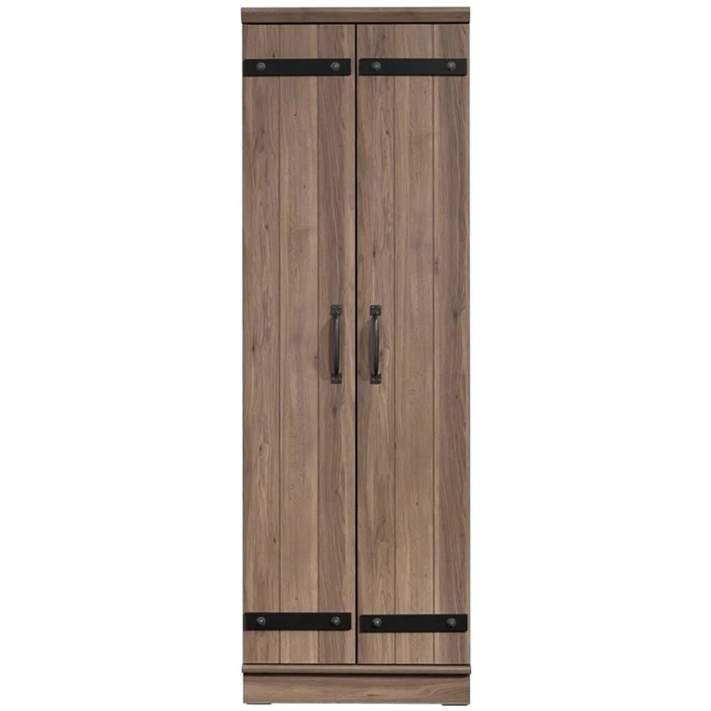 Pemberly Row Farmhouse Engineered Wood 2-Door Narrow Storage Cabinet in Salt Oak - Image 4