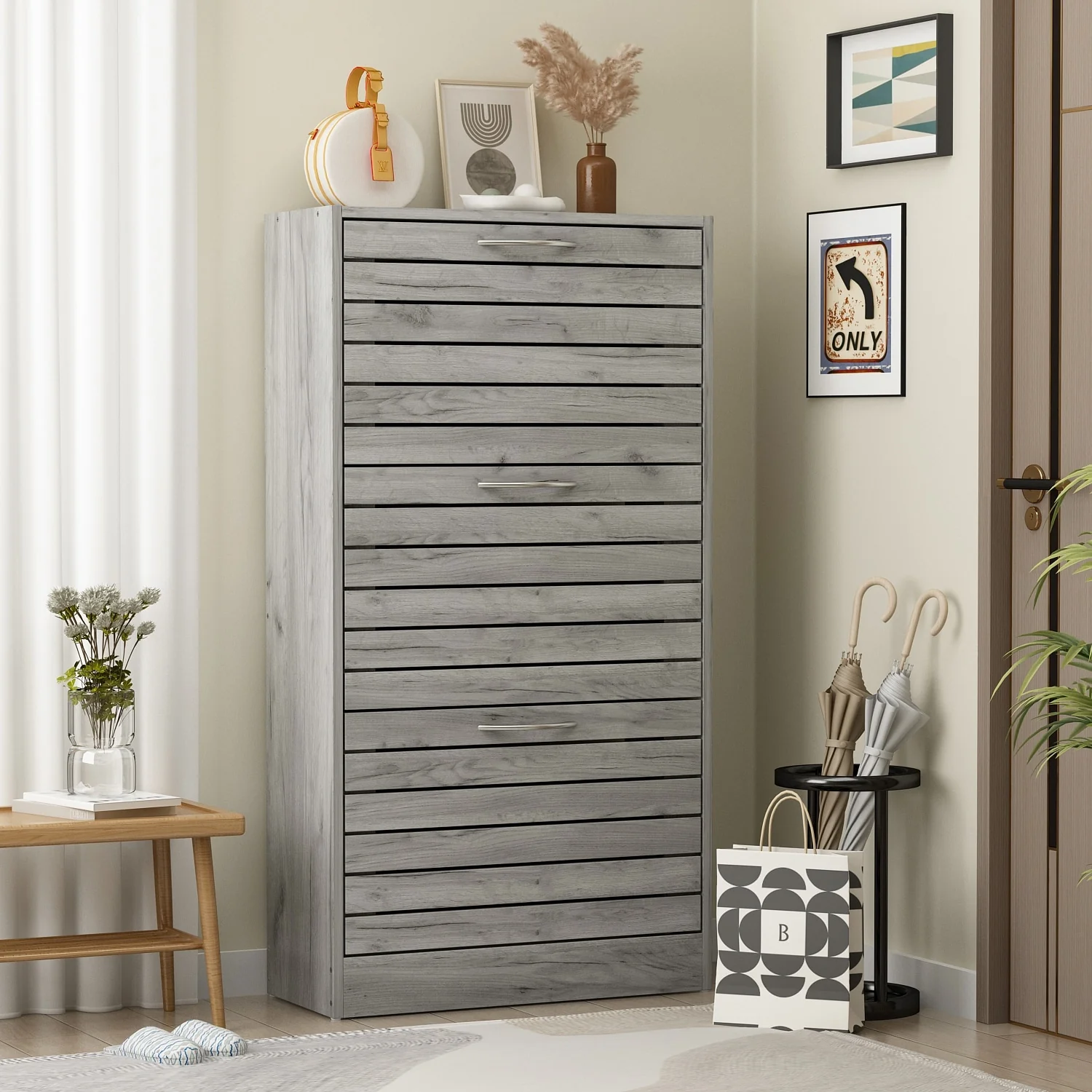 Modern Shoe Storage Cabinet for Entryway and Hallway, Space-Saving Shoe Organizer - Image 2