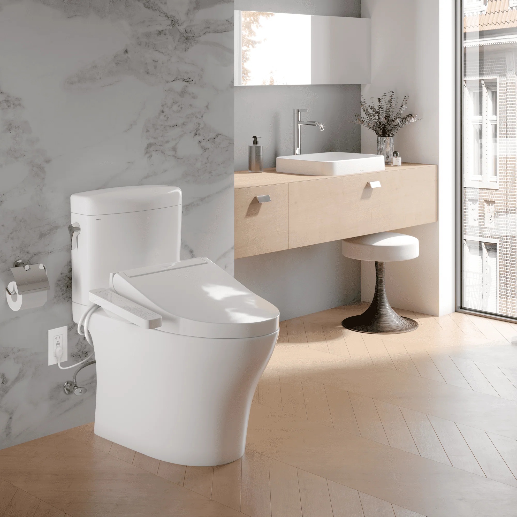 TOTO? WASHLET? C2 Electronic Bidet Toilet Seat with PREMIST and EWATER+ Wand Cleaning, Elongated, Cotton White - SW3074#01 - Image 5