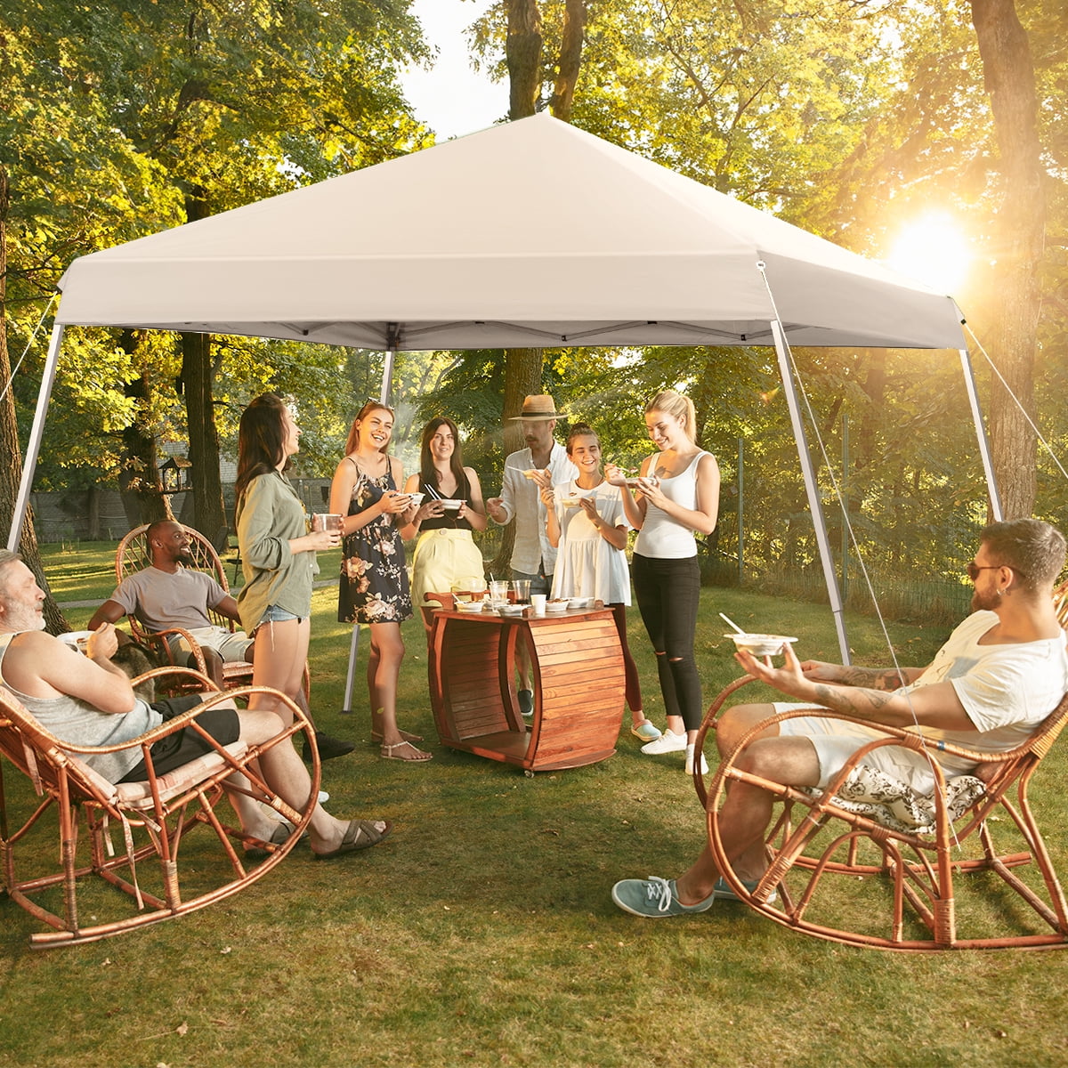 10x10 Pop Up Canopy Tent With Durable Silver Coated Cover And Adjustable Slant Legs, Easy Setup Outdoor Patio Instant Sun Shelter - Blue, Included 1 x Storage Carry Bag, 4 x Guylines, 8 x Stakes - Image 19