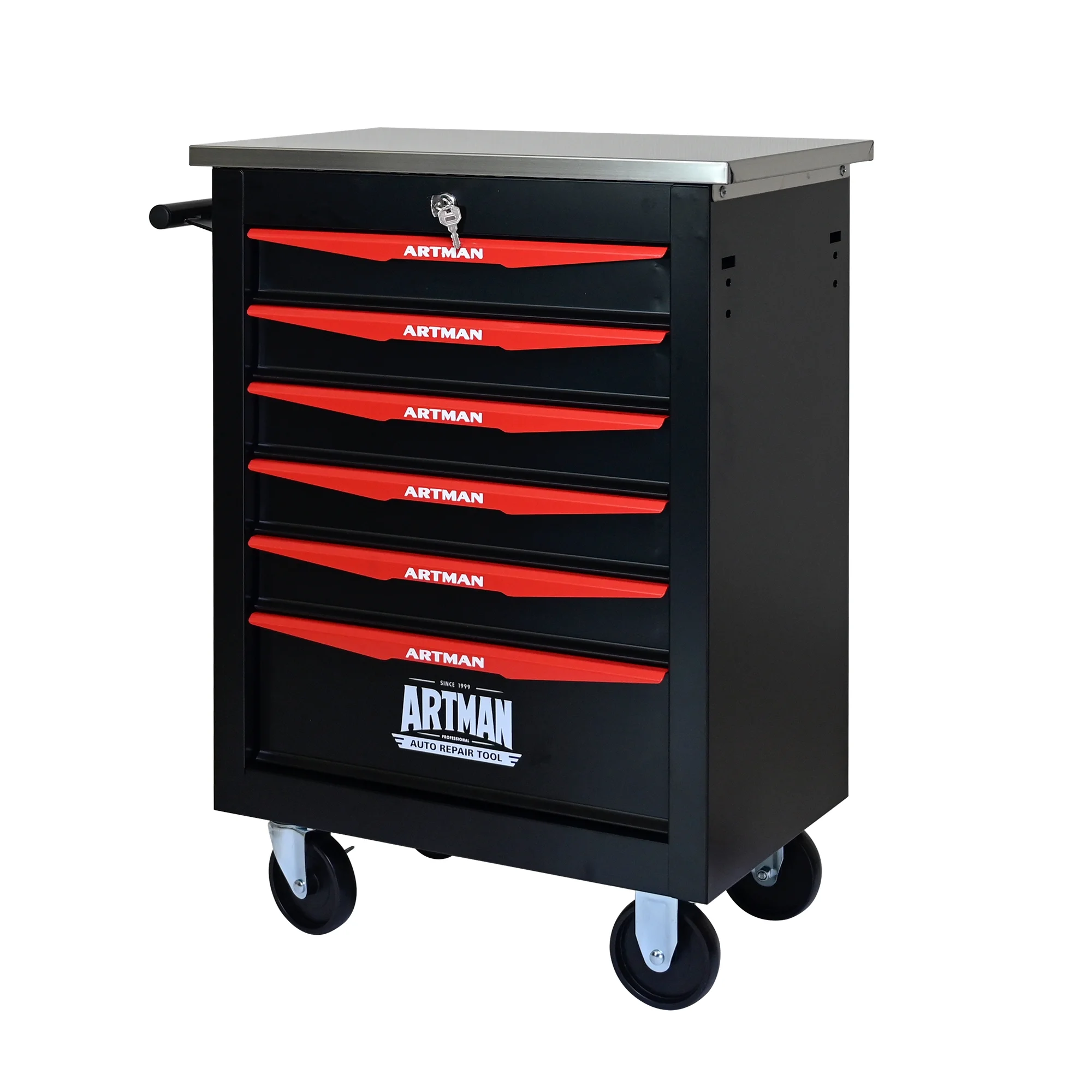 ARTMAN 6 Drawers Metal Rolling Storage Tool Chest Cabinet Cart with Wheels,with Key Locking and Parking Brake, Tool Box for Garage Workshop Warehouse - Image 4