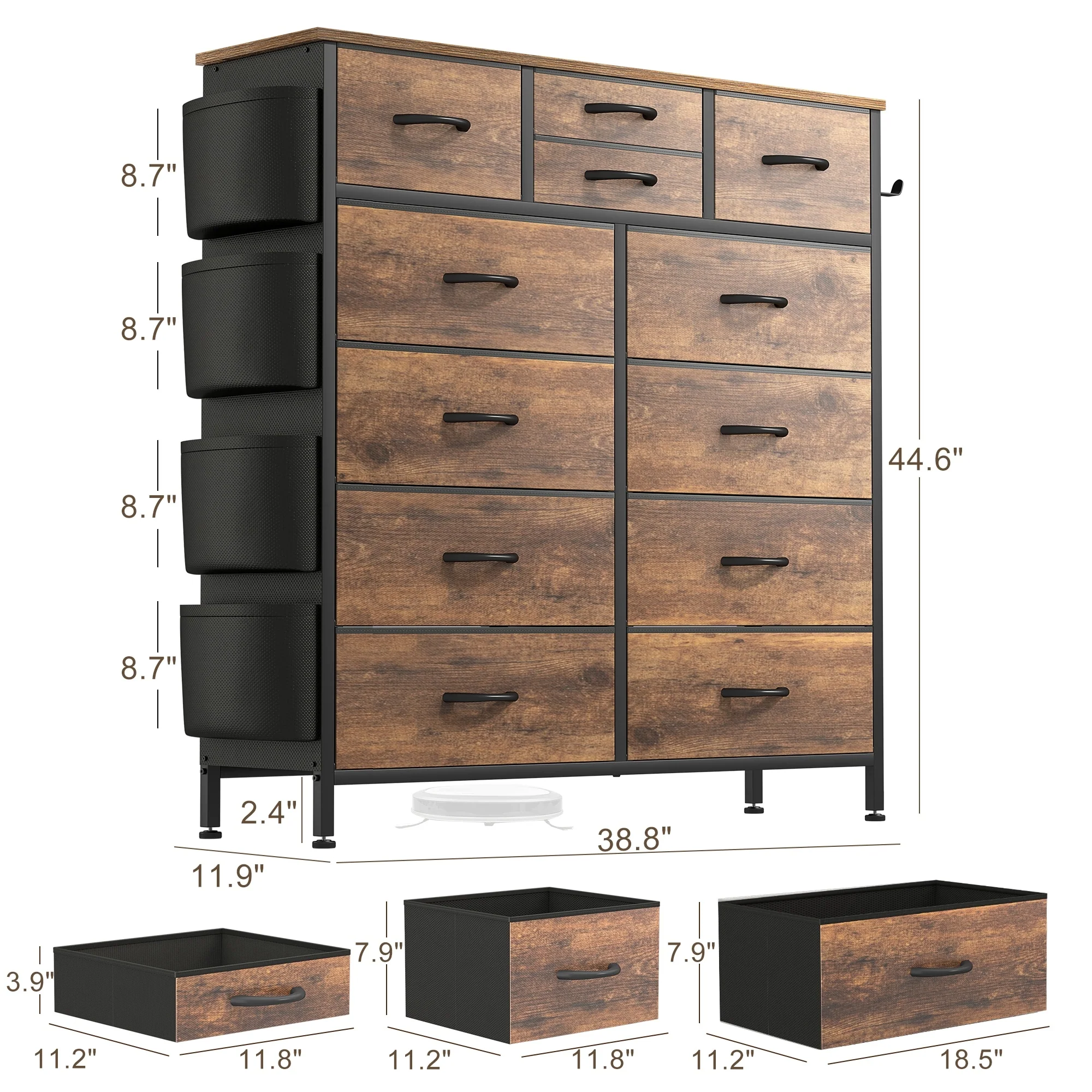 12 Drawer Fabric Dresser, Tall Bedroom Chest of Drawers with Storage - Image 23