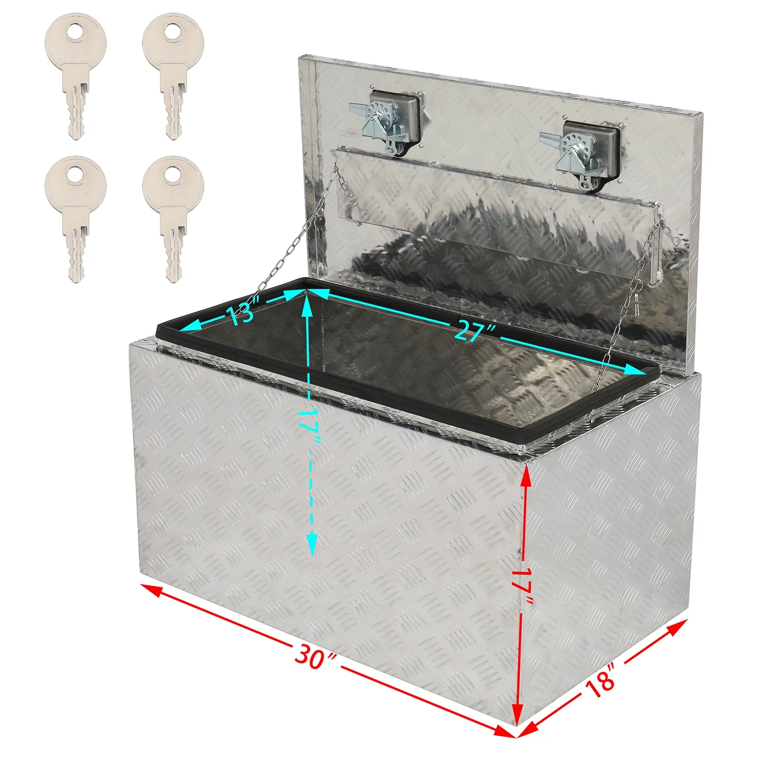 GZXS 36" Aluminum Storage Box Truck Underbody Toolbox Trailer RV Tool Heavy Duty Aluminum Tool RV ATV Trailer Storage Boxes W/Locks Keys Silver (36" x 18" x 17") - Image 24