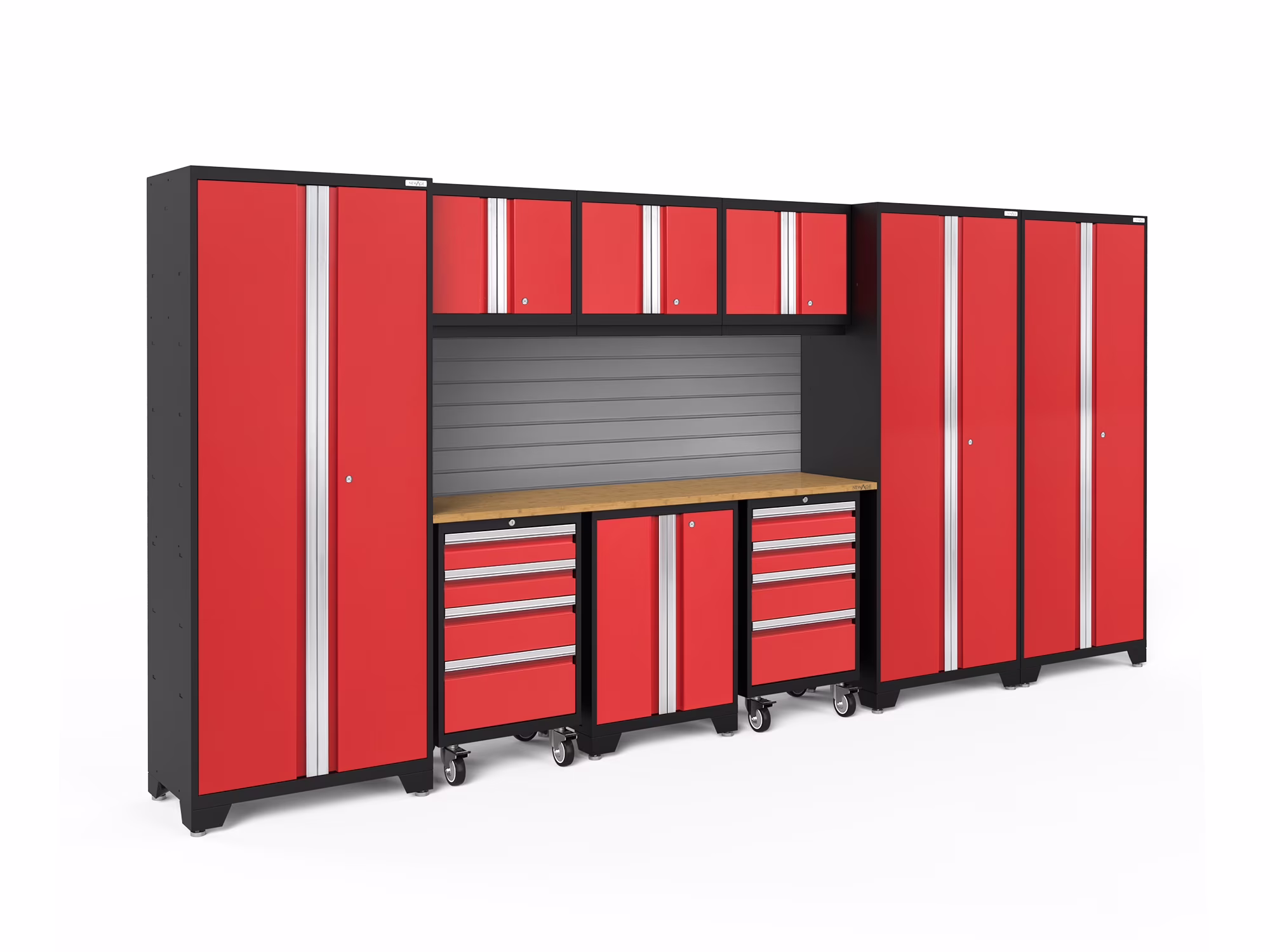 NewAge Products Bold Series Gray 10 Piece Cabinet Set, Heavy Duty 24-Gauge Steel Garage Storage System, Slatwall Included - Image 15