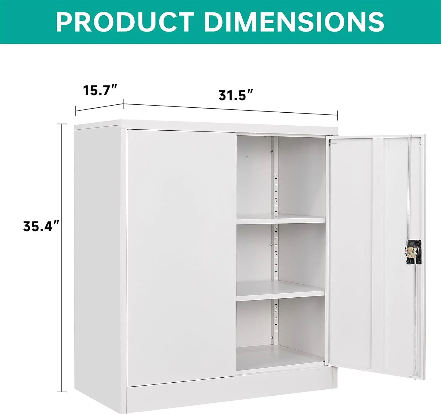 HLL 36 inch Metal Storage Cabinet with Doors and Shelves,Small Black Locking Garage Cabinet,Lockable Short Steel Cabinets for Home,Office,Shop,Garage - Image 19
