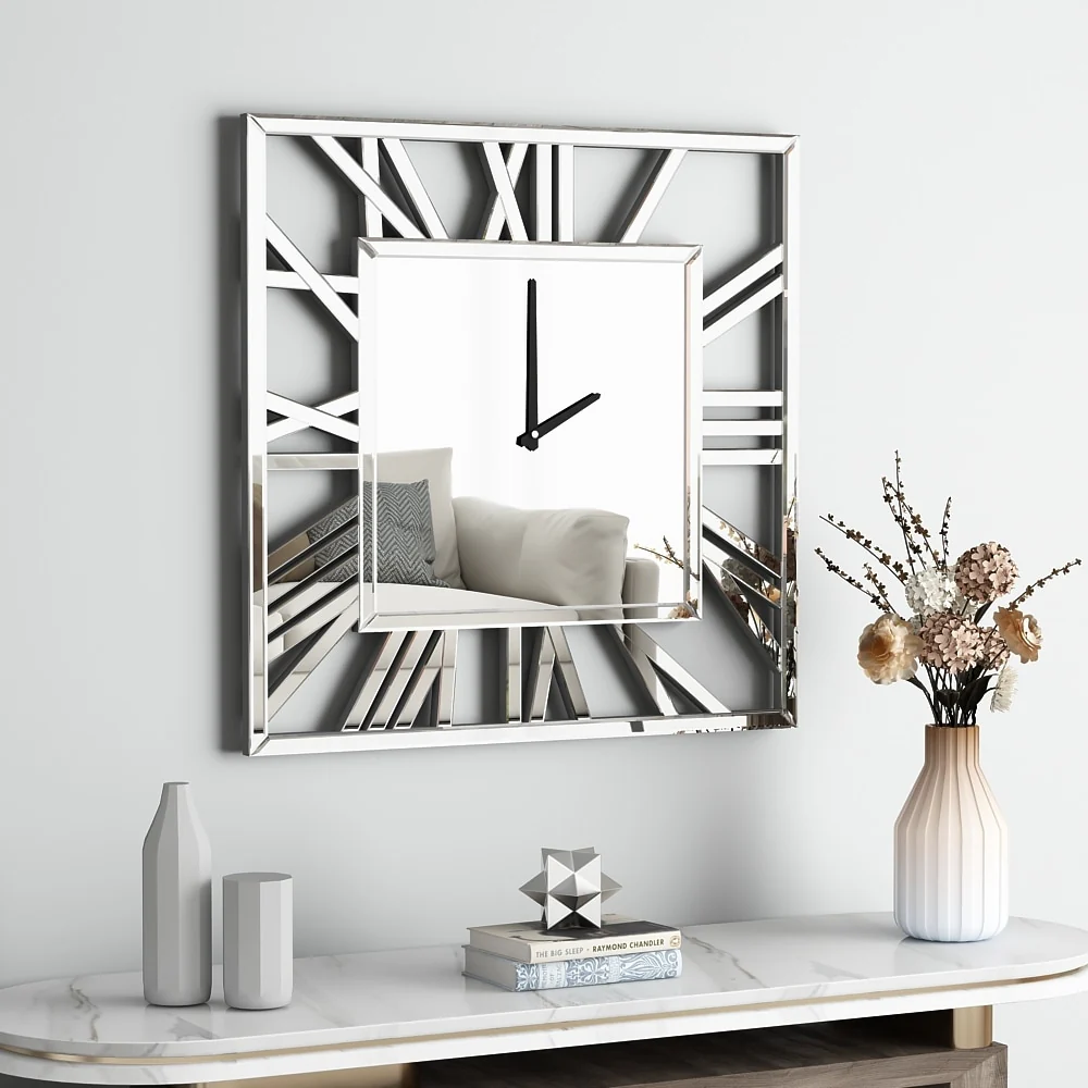 Large Modern Mirrored Wall Clock, Oversized Decorative Hanging Clock for Living Room, Bedroom and Home Decor - Image 9