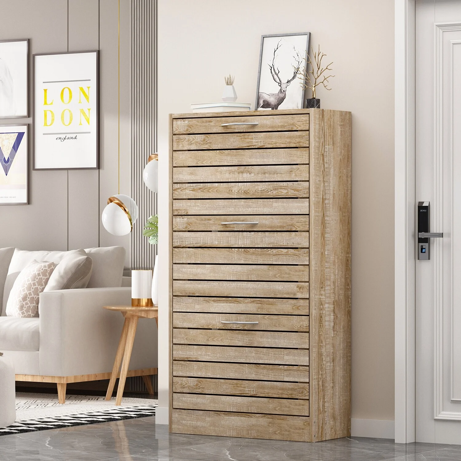 Modern Shoe Storage Cabinet for Entryway and Hallway, Space-Saving Shoe Organizer - Image 7