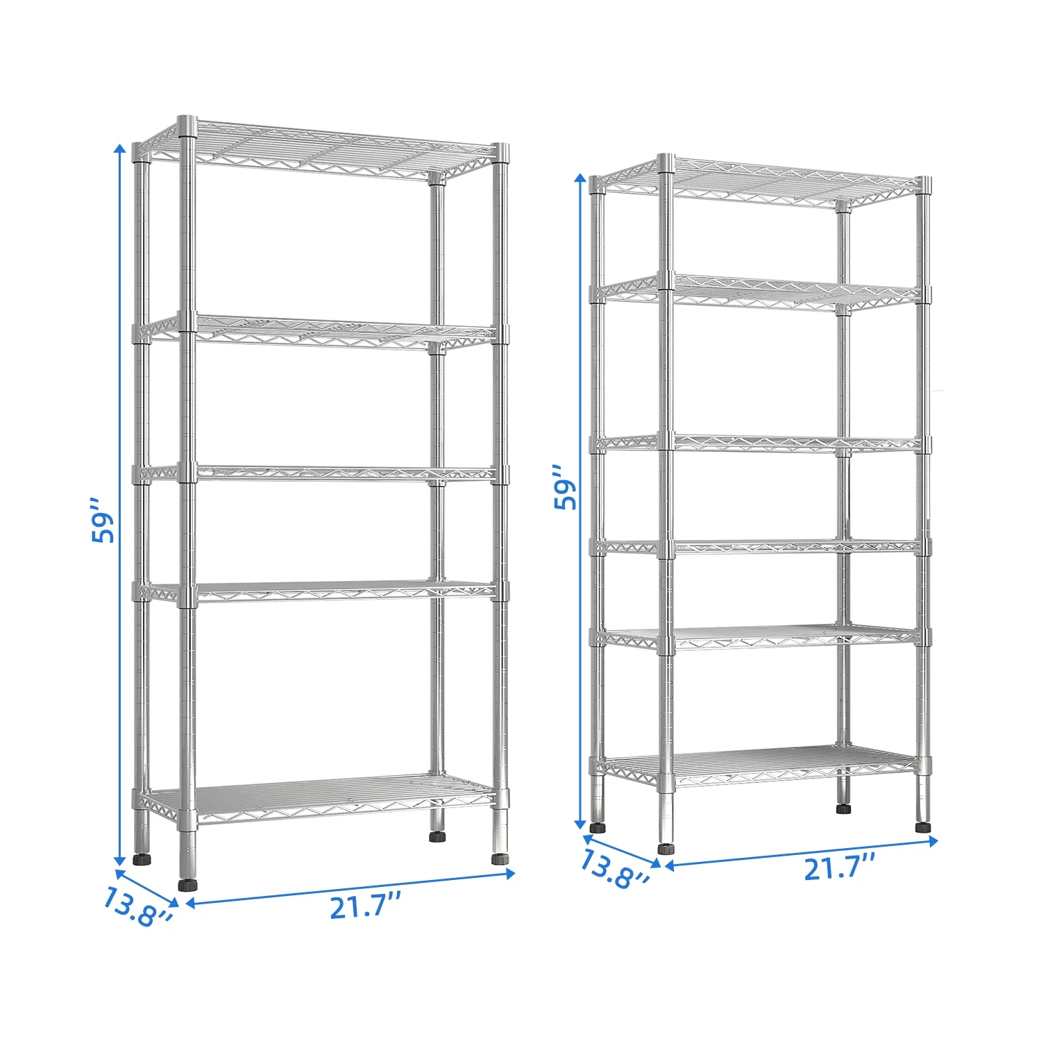 Zimtown Heavy Duty Storage Shelves, 63"W Wire Shelving Unit, Adjustable 4 Tier Metal Shelves Organizer Silver for Pantry Kitchen Basement, 1500 lbs Capacity - Image 8