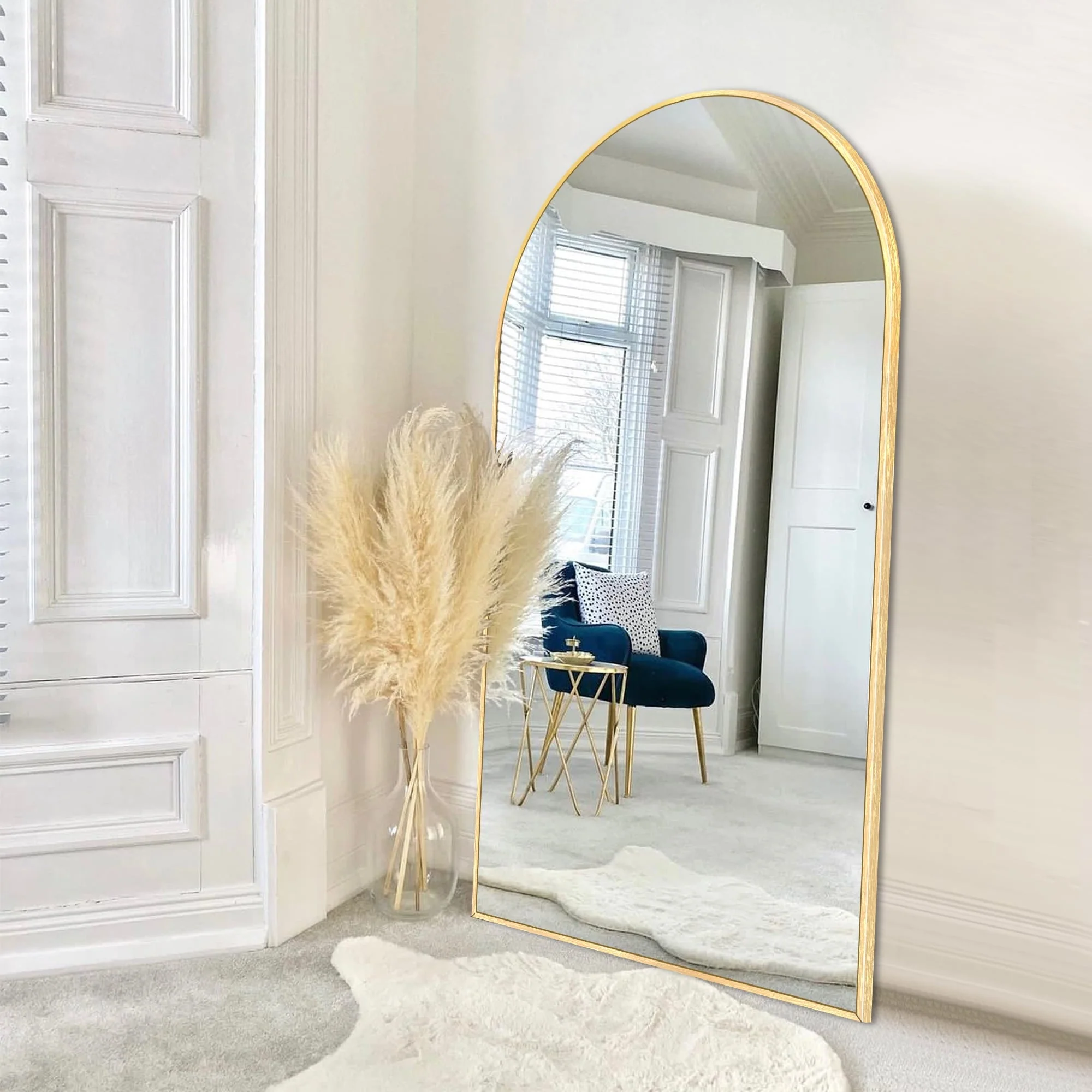 Modern Arched Full Length Floor Mirror, Aluminum Alloy Frame Standing Full Body Mirror - Image 43
