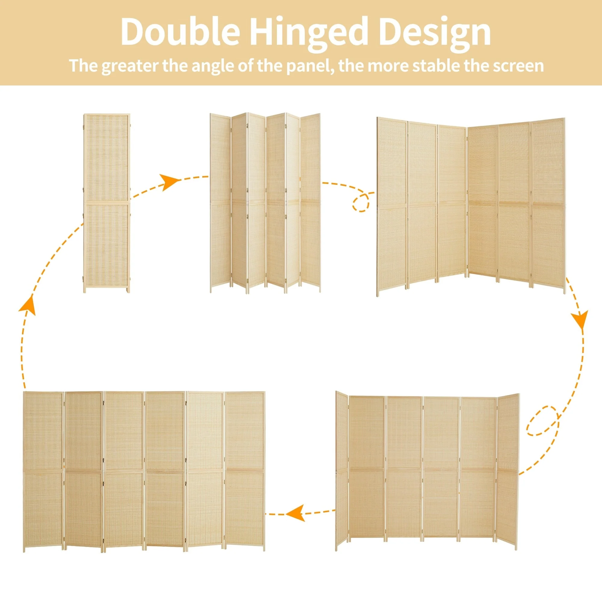 4-Panel Bamboo Folding Partition Screen 6FT Detachable Room Divider - Image 7