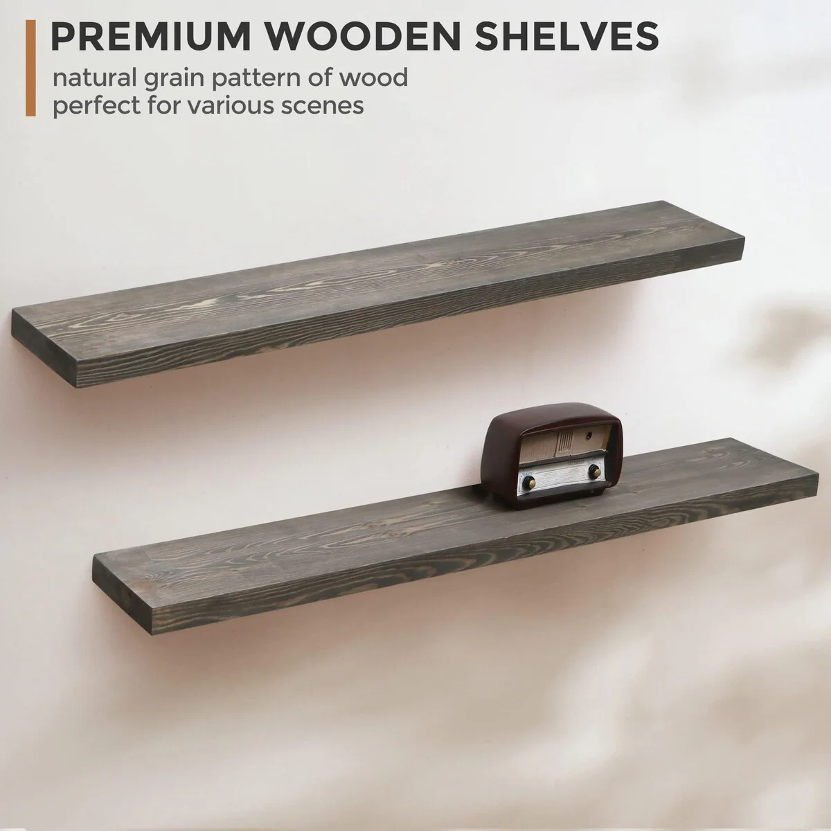 Set of 2 Handcrafted European Pine Floating Wall Shelves, Natural Rustic Wood - Image 23