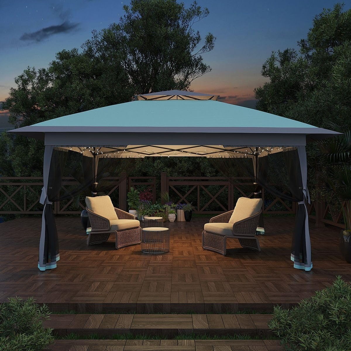 13x13FT with Expansion Bolts, Canopy Tent, Heavy Duty Party Tent & Shelter with Double Roofs, Mosquito Nettings and Privacy Screens Tent for Party, Wedding, Outdoor Dining, Patio, Backyar - Image 50