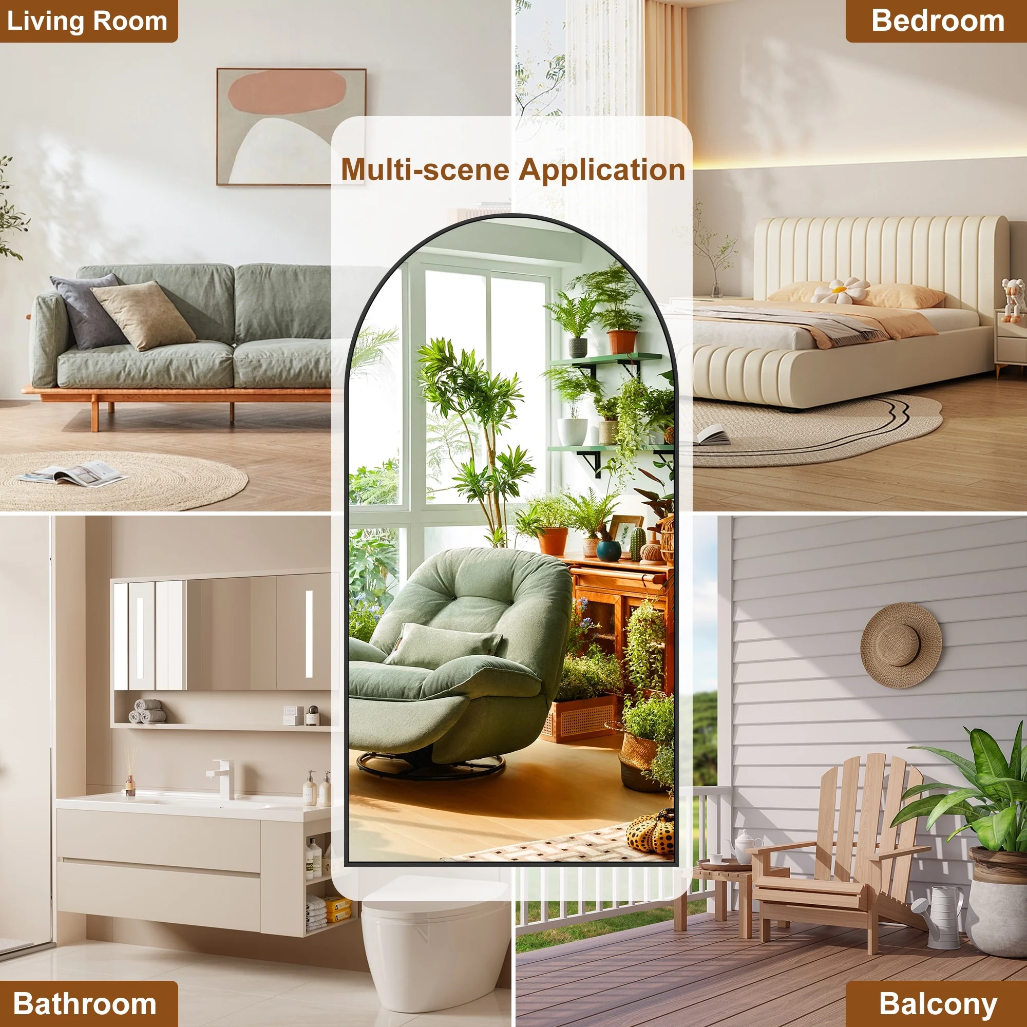 Modern Arched Full Length Floor Mirror, Aluminum Alloy Frame Standing Full Body Mirror - Image 20