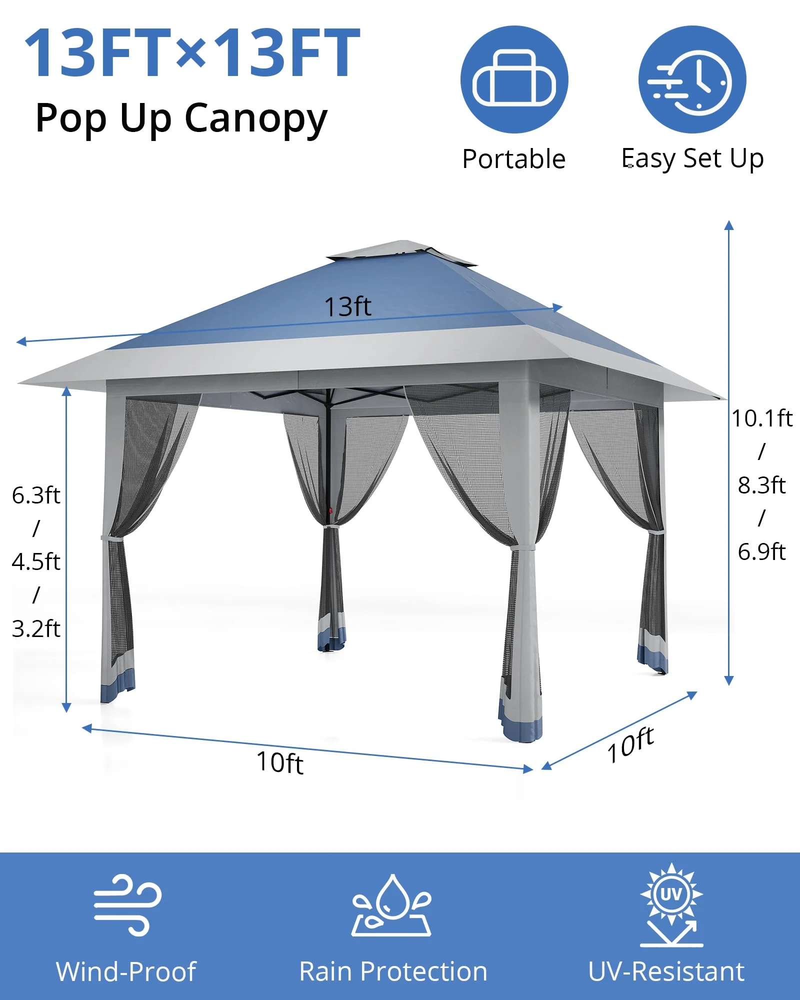 Accreate 13' X 13' Outdoor Patio Gazebo,Outdoor Canopy Tent with Mosquito Netting,Backyard Tent for Party, Wedding, Outdoor Dining, Patio, Backyard - Image 2