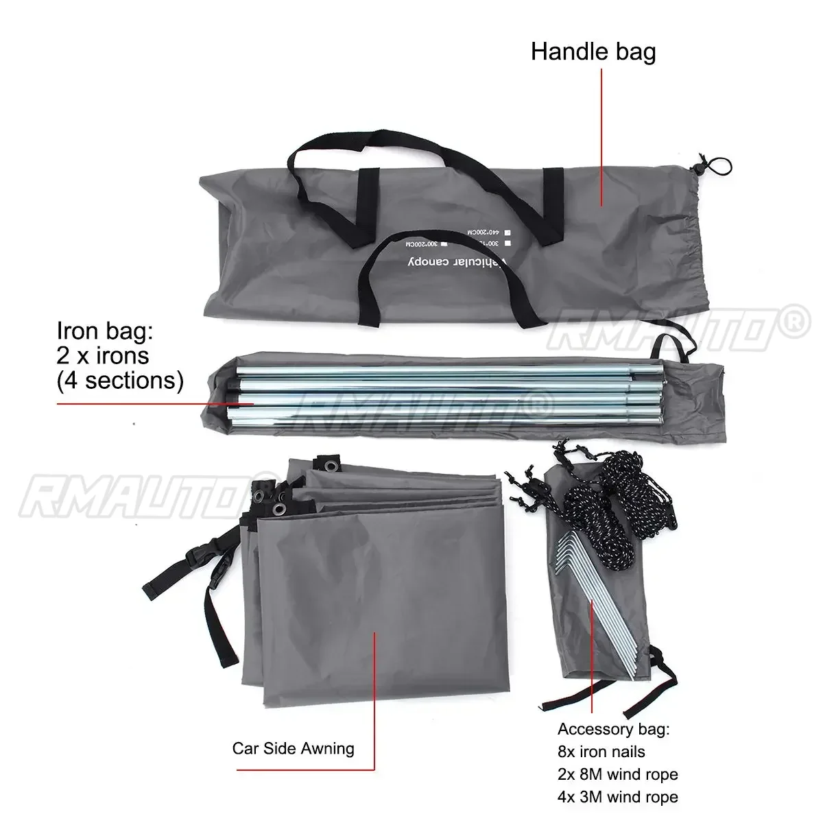 Portabl Car Side Awning Rooftop Tent Waterproof Side Tent Sun Shelter For Outdoor Camping Garden Patio Pool Exterior Part - Image 6