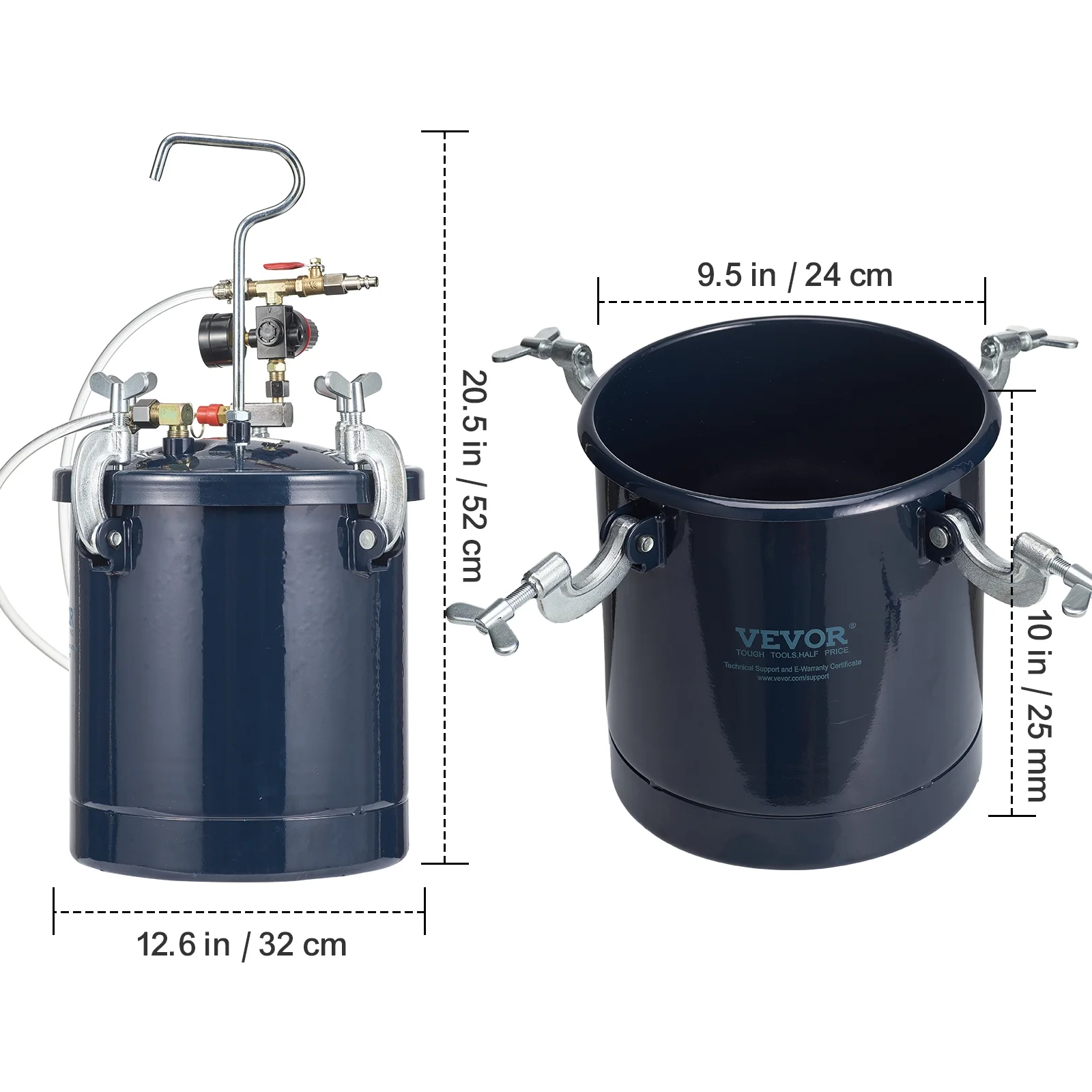 SKYSHALO Spray Paint Pressure Pot Tank, 10L/2.5gal Air Paint Pressure Pot, 1.5mm+4mm Two Nozzles Two Spray Paint Guns for Industry Home Decor Architecture Construction Automotive Painting, 60PSI Max - Image 8
