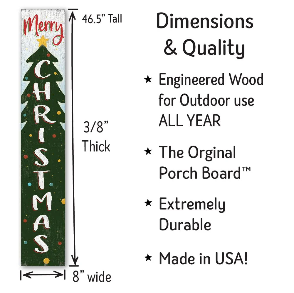 My Word! Merry Christmas Holiday Porch Board Welcome Sign and Porch Leaner for Front Porch, Yard, Deck, Patio, Wall - Indoor Outdoor Farmhouse Rustic Vertical Porch and Yard Decor 8"x46.5" - Image 3