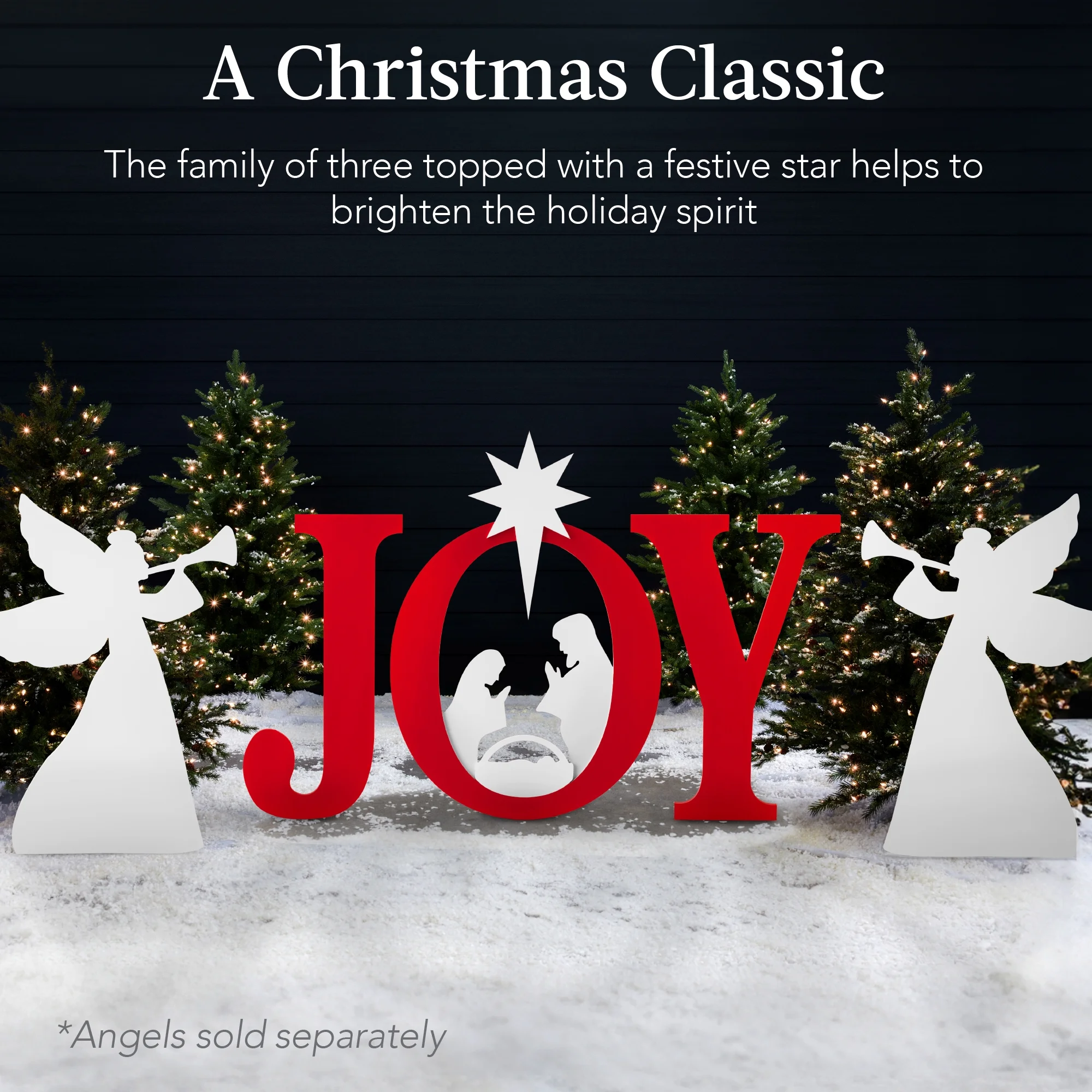 Best Choice Products 46in Outdoor JOY Christmas Nativity Decoration w/ Weather Resistant PVC, Ground Stakes - Red/White - Image 5