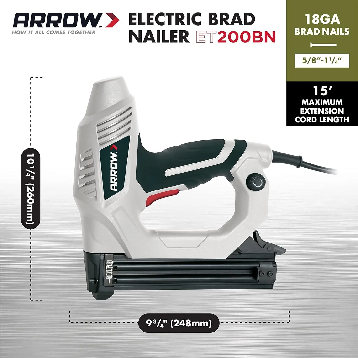 Arrow ET200BN Heavy Duty Electric Brad Nailer, Professional Nail Gun for Trim, Picture Frames, Crafts, Fencing, Uses Brad Nails in 5/8-Inch, 3/4-Inch, 1-Inch, and 1-1/4-Inch - Image 3