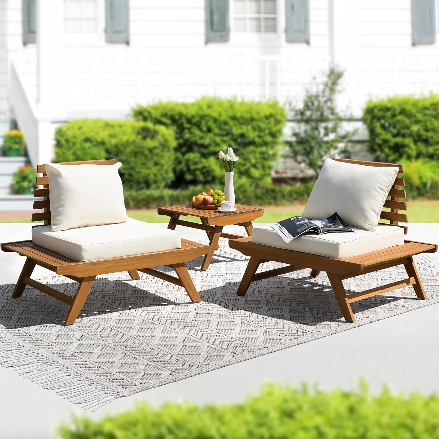 Heavy Duty 500lbs Weight Capacity Wicker Bistro Table and Chairs Set of 2 with Premium Olefin Fabric Soft Cushions - Image 13