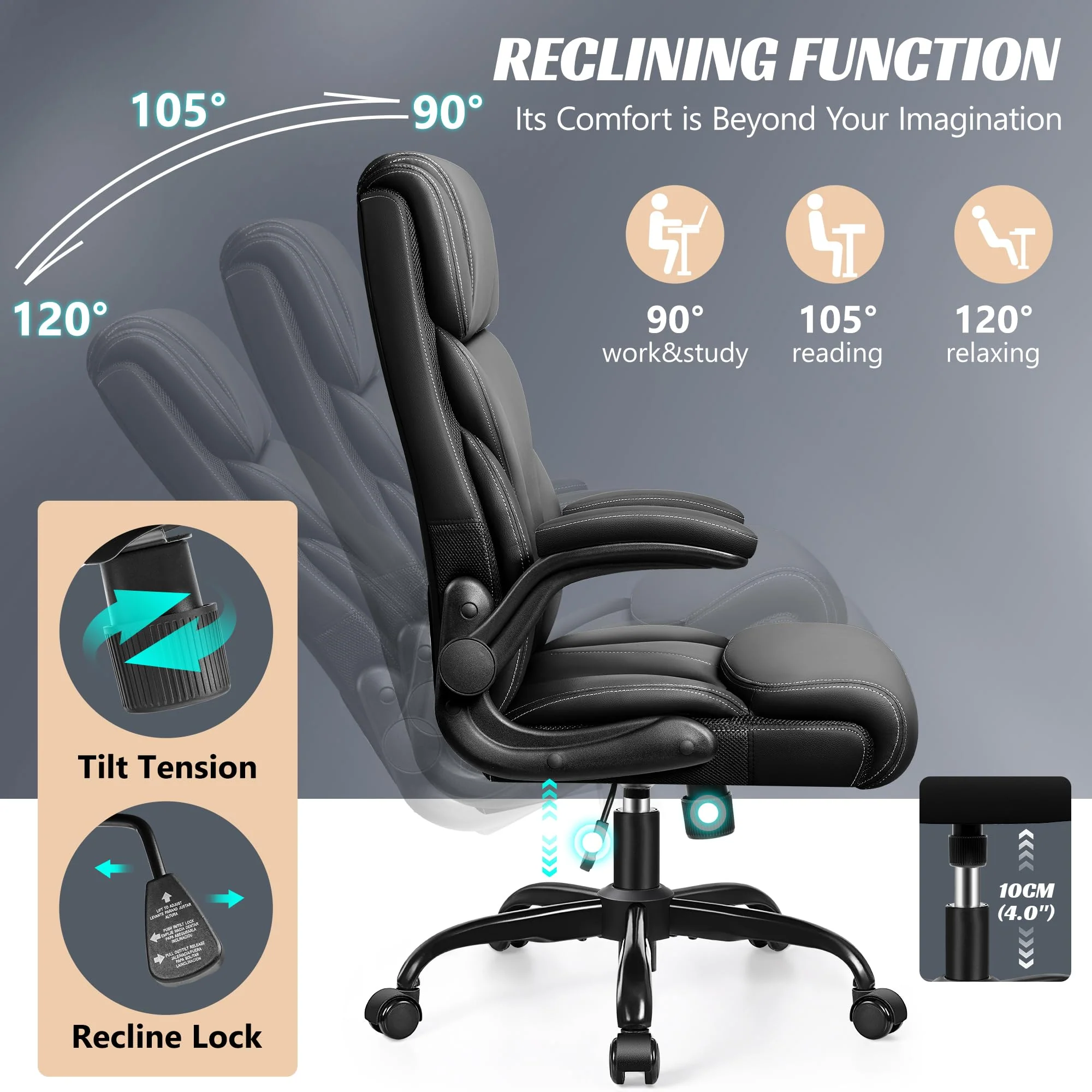 Ergonomic Big and Tall Executive Office Chair, High Back Computer Desk Chair for Home Office and Workspace - Image 6