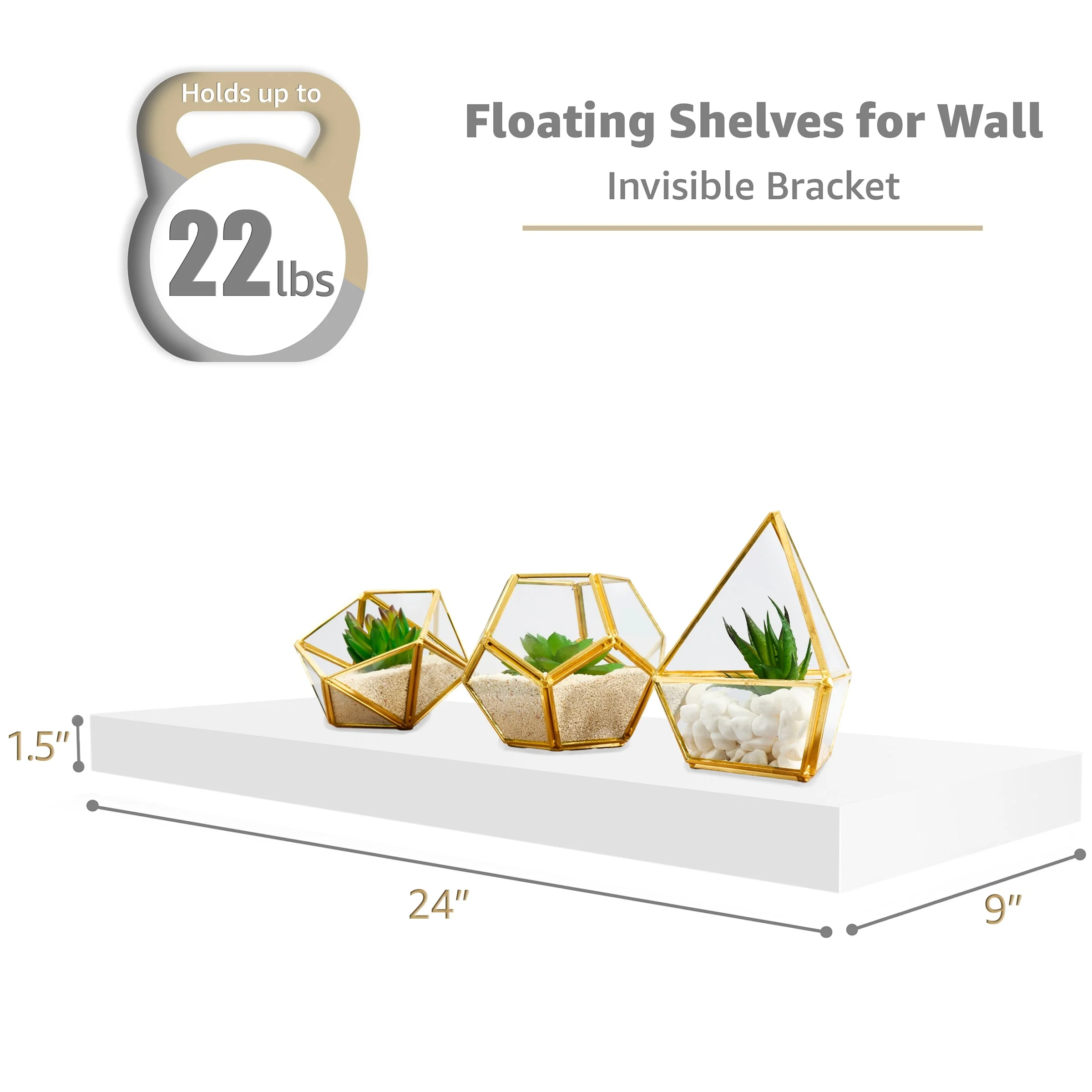 Set of 3 Floating Wood Wall Shelves, Wall Mounted Display and Storage Shelves with Invisible Brackets for Books and Home Decor - Image 27