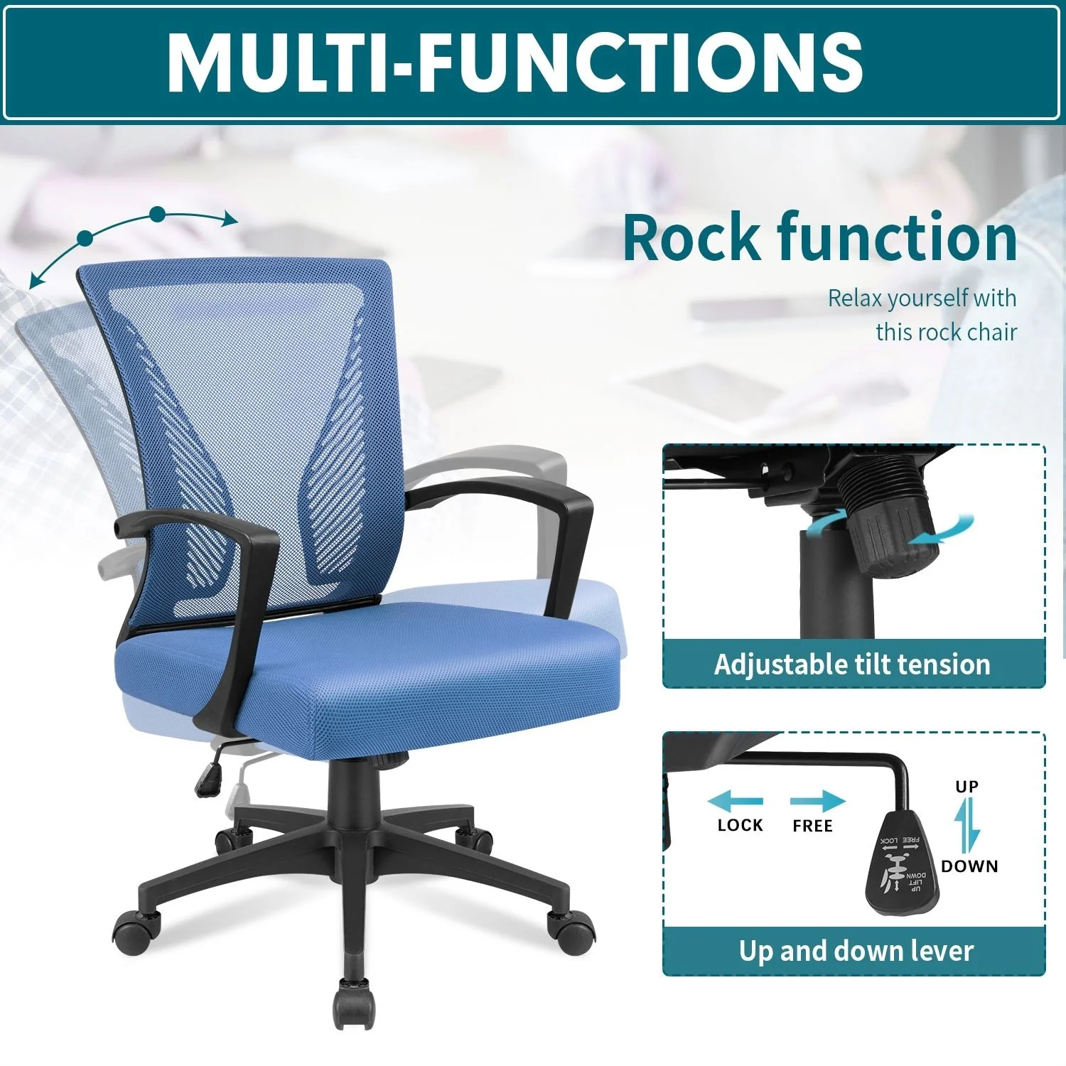 Ergonomic Mesh Office Chair with Lumbar Support, Breathable Computer Desk Chair - Image 20