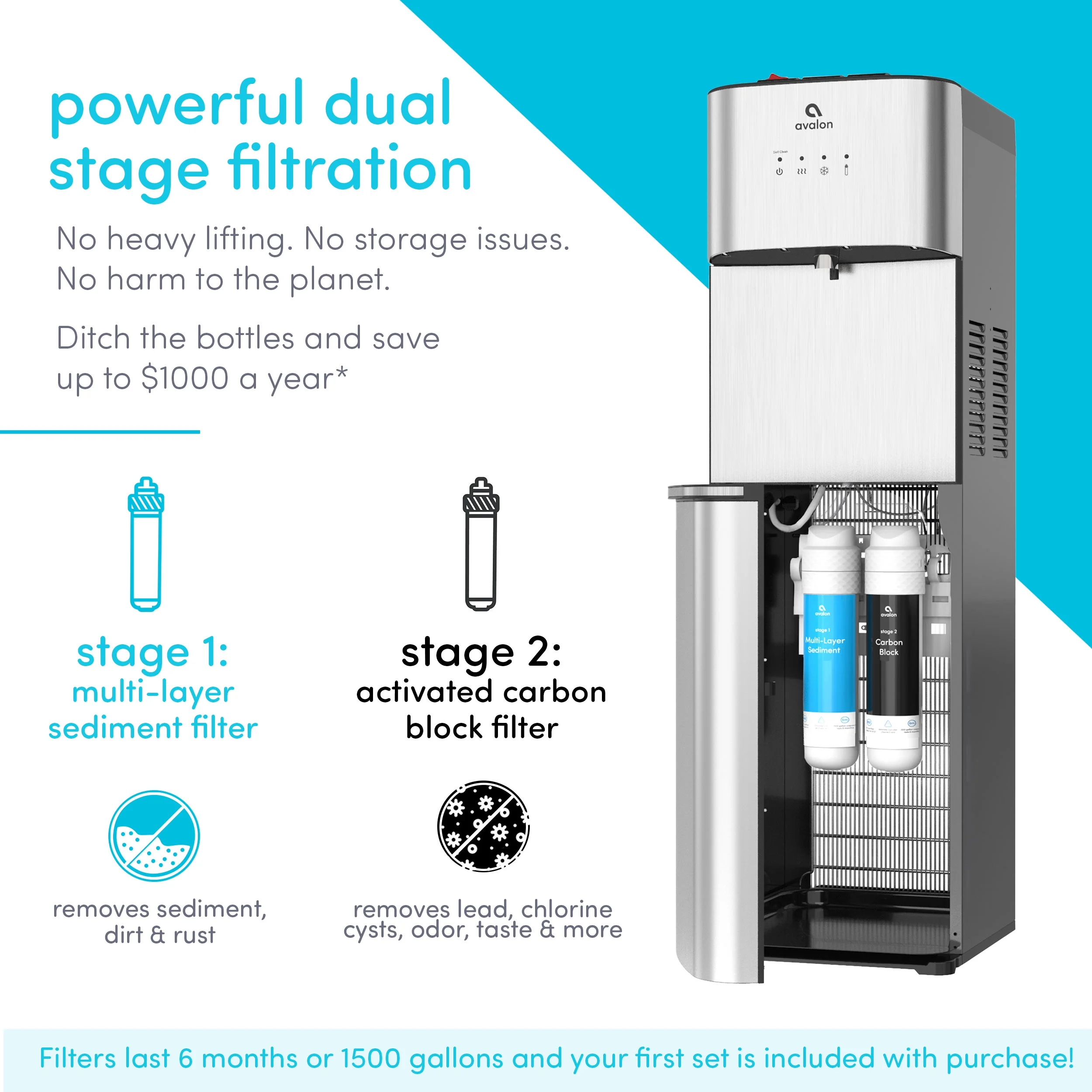 Avalon Self Cleaning Bottleless Water Cooler Dispenser 3 Temperatures - Image 4