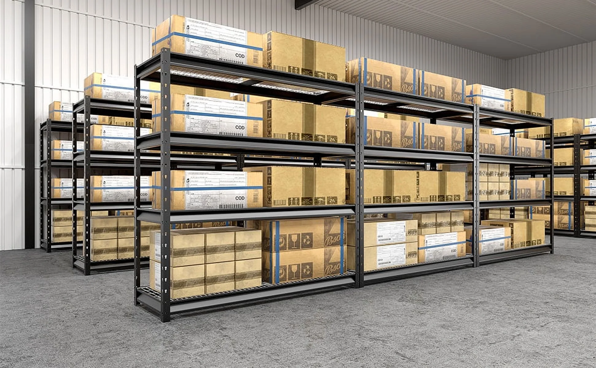 Shuntong The Atlas 12000LBS Garage Storage Shelves, 48"W Heavy Duty Metal Industrial Shelves, 4 Tier Adjustable Storage Rack for Warehouse Shop Basement,48"W x 24"D x 72"H, Black - Image 19