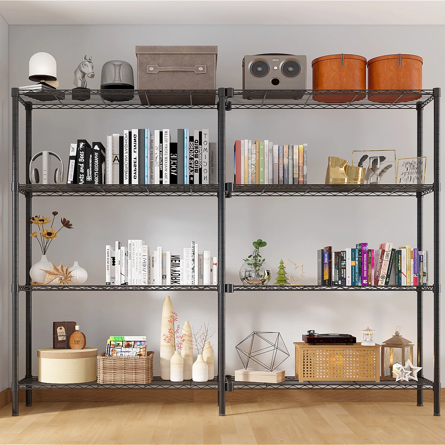 Zimtown Heavy Duty Storage Shelves, 63"W Wire Shelving Unit, Adjustable 4 Tier Metal Shelves Organizer Silver for Pantry Kitchen Basement, 1500 lbs Capacity - Image 32